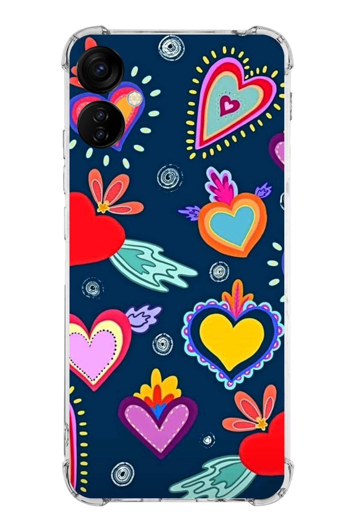 Tecno Spark 9T ile Uyumlu Retro Color 3 Kamera Korumalı Şeffaf Kılıf