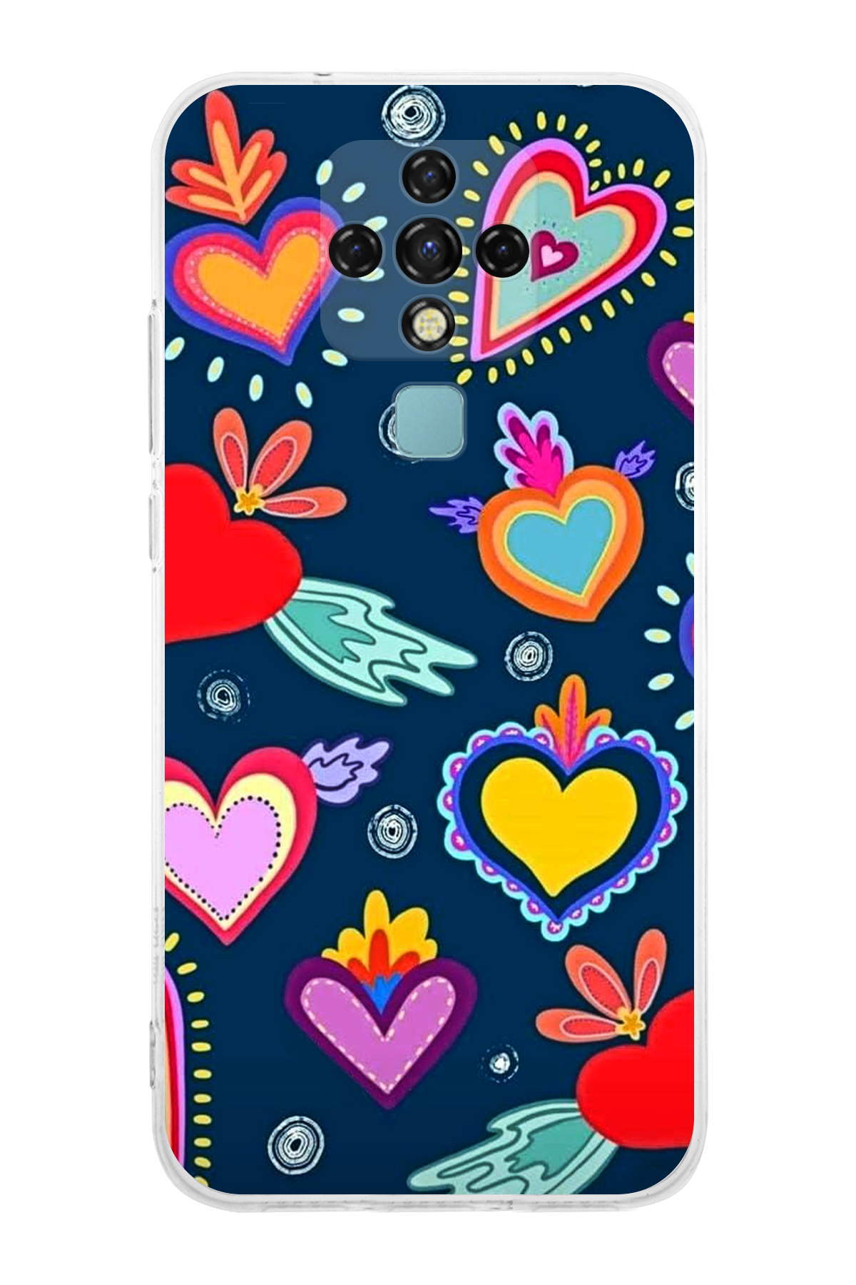 Tecno Camon 18 ile Uyumlu Retro Color 3 Kamera Korumalı Şeffaf Kılıf