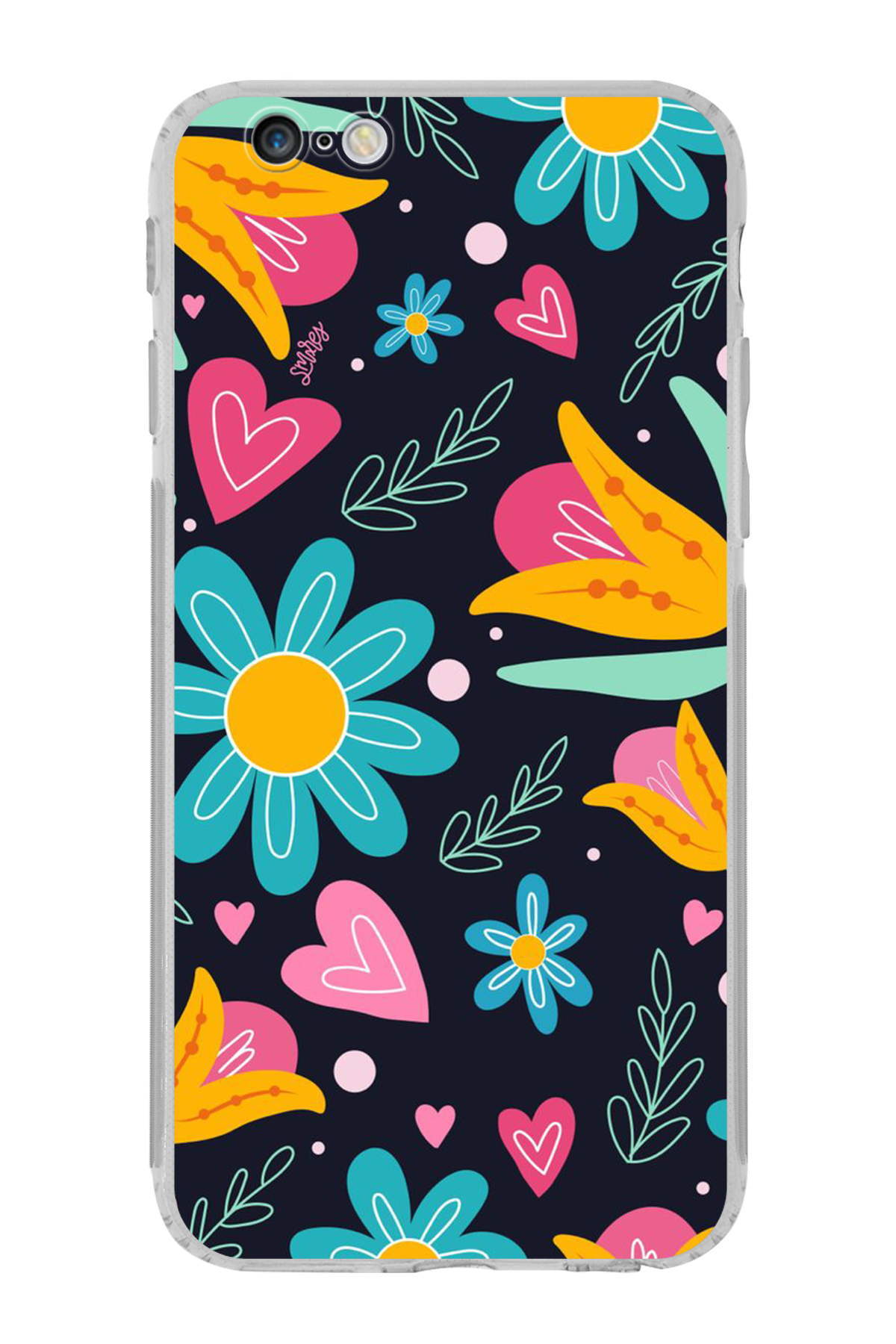 iPhone 6 Plus ile Uyumlu Retro Color 1 Kamera Korumalı Şeffaf Kılıf