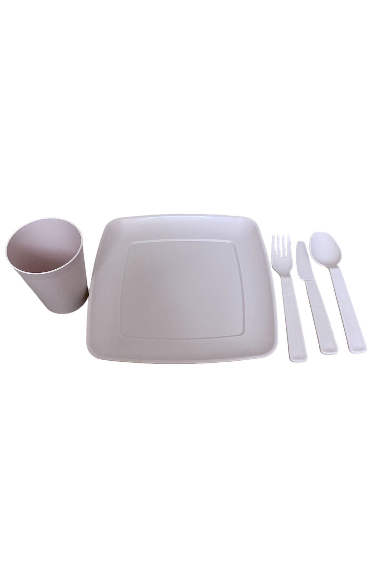 HOBBY LİFE-5 Piece Personality Plastic Picnic Set - Plate, Cup, Spoon, Fork, Knife 2
