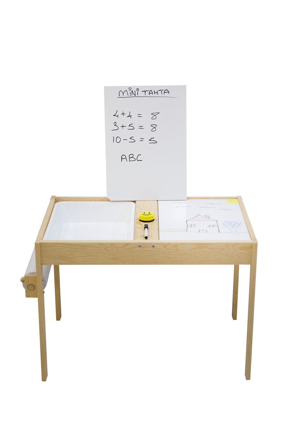 میز چوبی سنسیشن تابستانی با سطح قابل پاک شدن و رول کاغذ