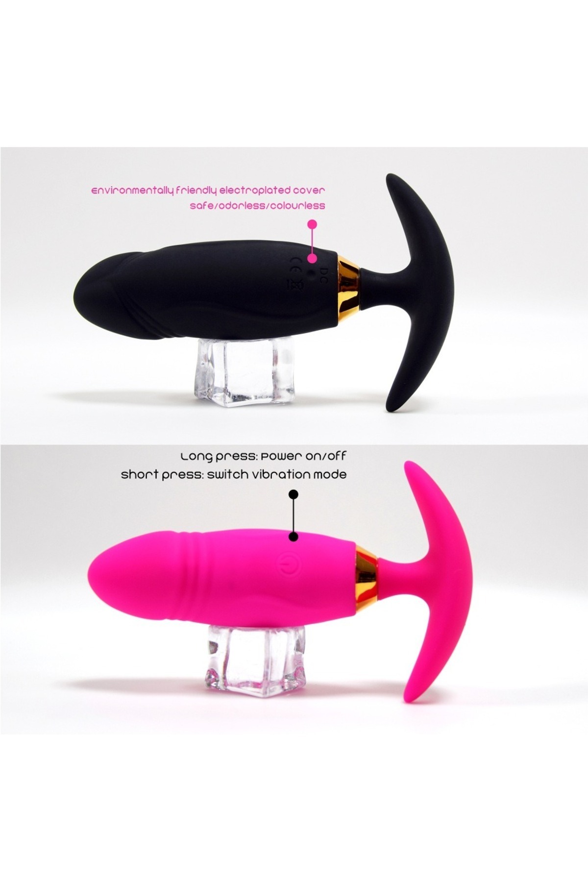 Kadın Erkek Plug Vibratör Kumandalı Antialerjik Dildo Anal Giyilebilir Usb Şarjlı Pembe 6