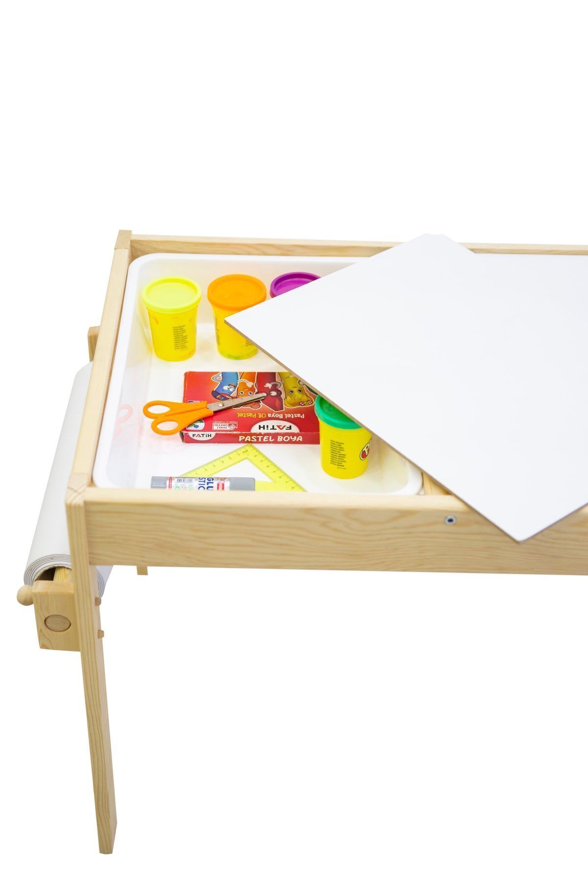 میز چوبی سنسیشن تابستانی با سطح قابل پاک شدن و رول کاغذ