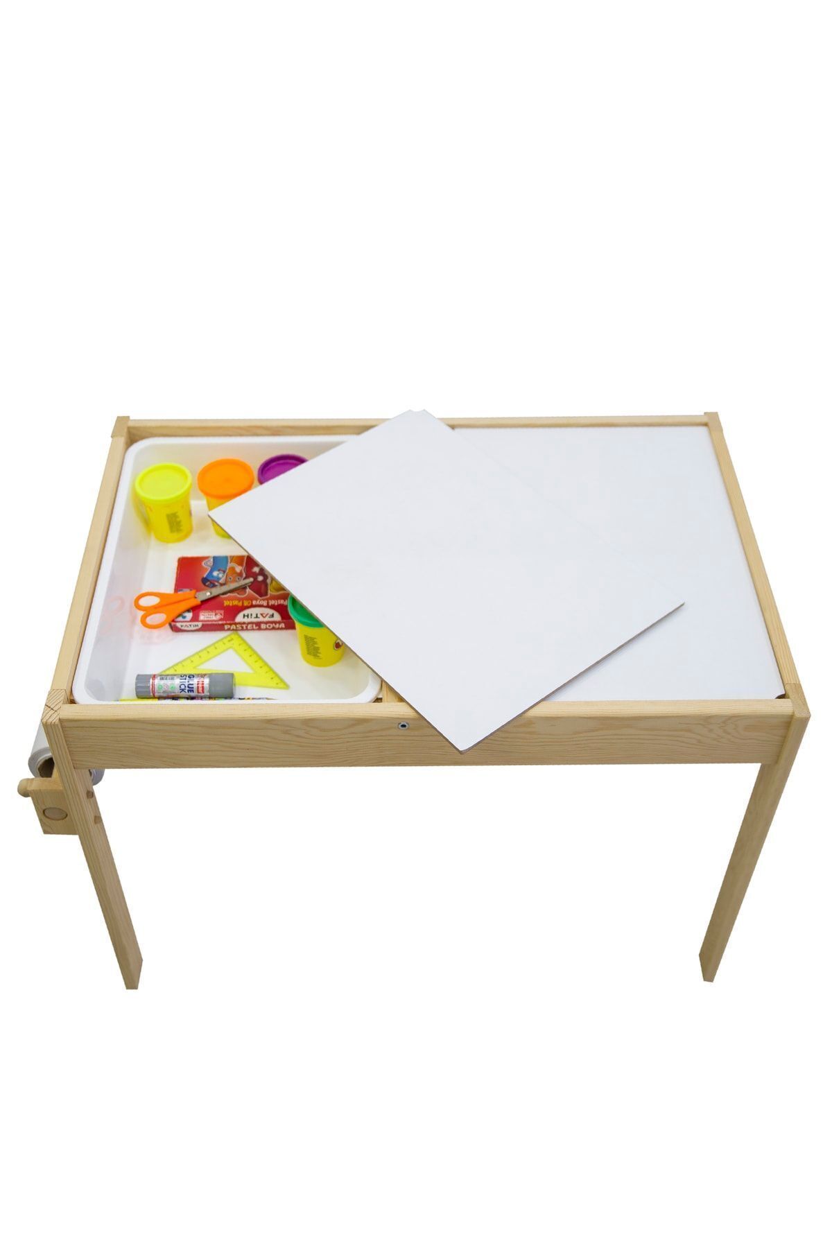 میز چوبی سنسیشن تابستانی با سطح قابل پاک شدن و رول کاغذ