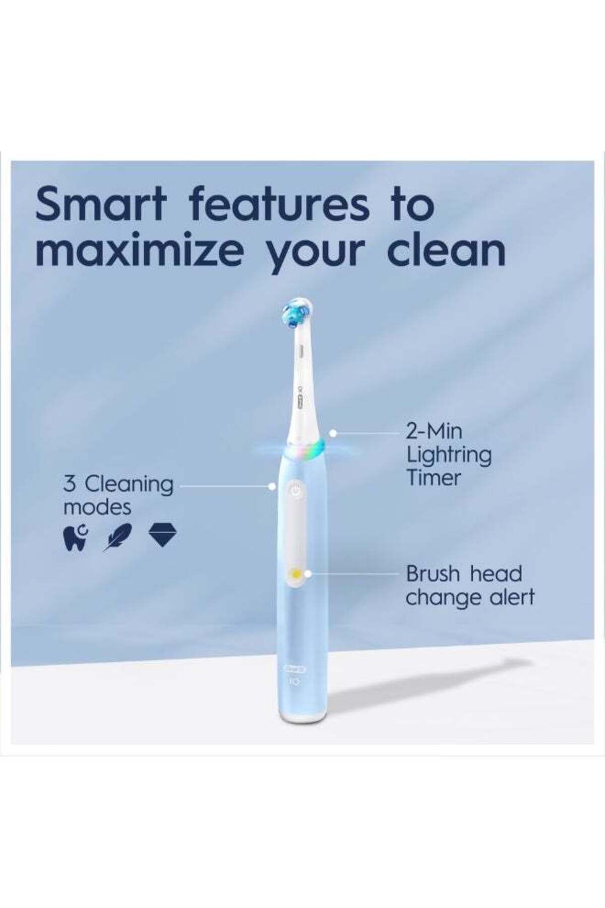 Oral-B-Oral B Rechargeable Tooth Brush 3 Smart modes, AI, Optimal Pressure Control, 2 min timer - iOG3 Blue 6