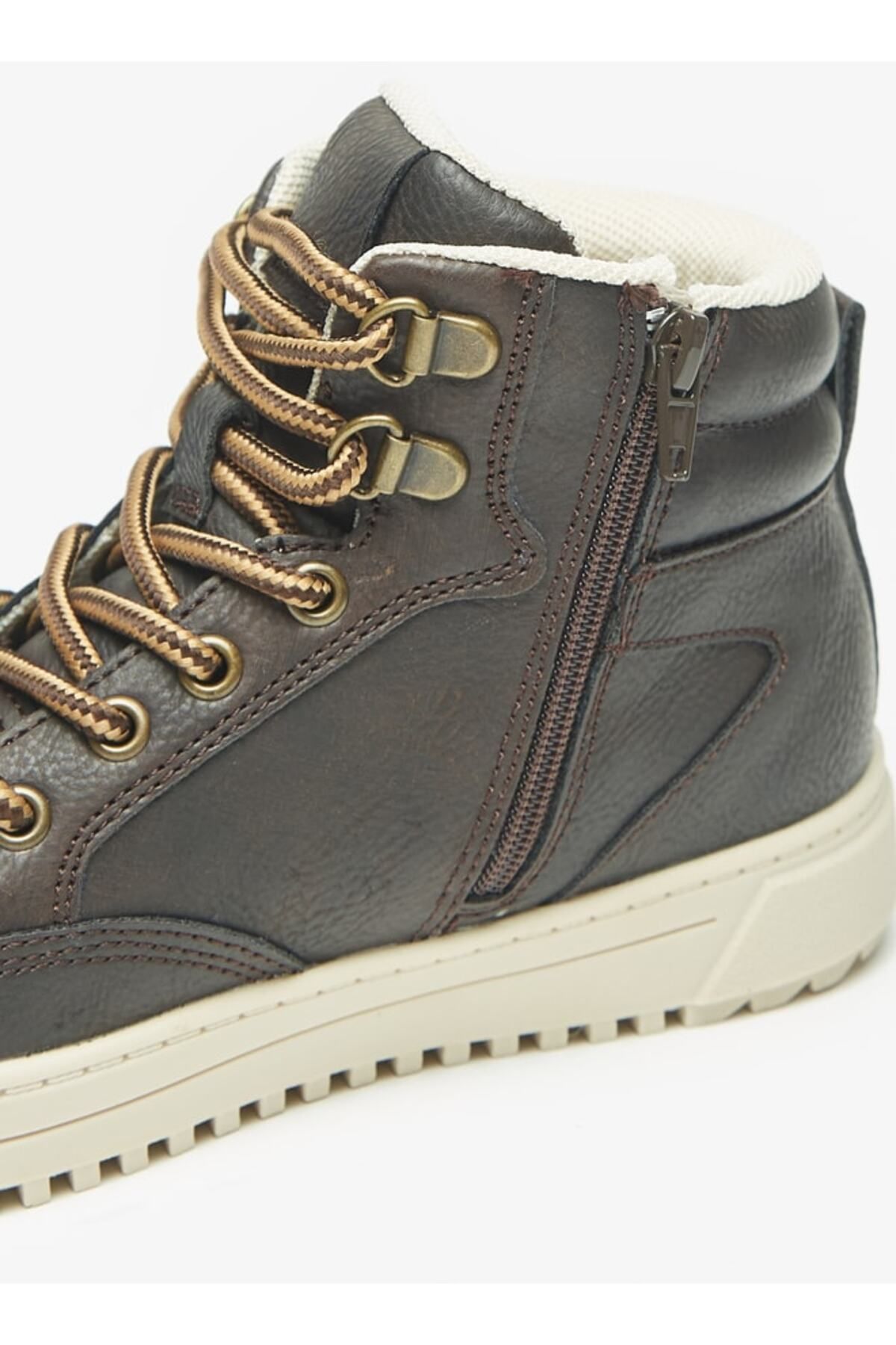 LBL by Shoexpress-Textured Ankle Boots with Lace Detail and Zip Closure 5