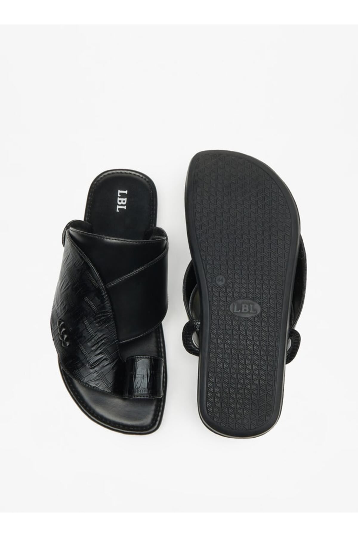 LBL by Shoexpress-Textured Slip-On Arabic Sandals with Toe Loop 4