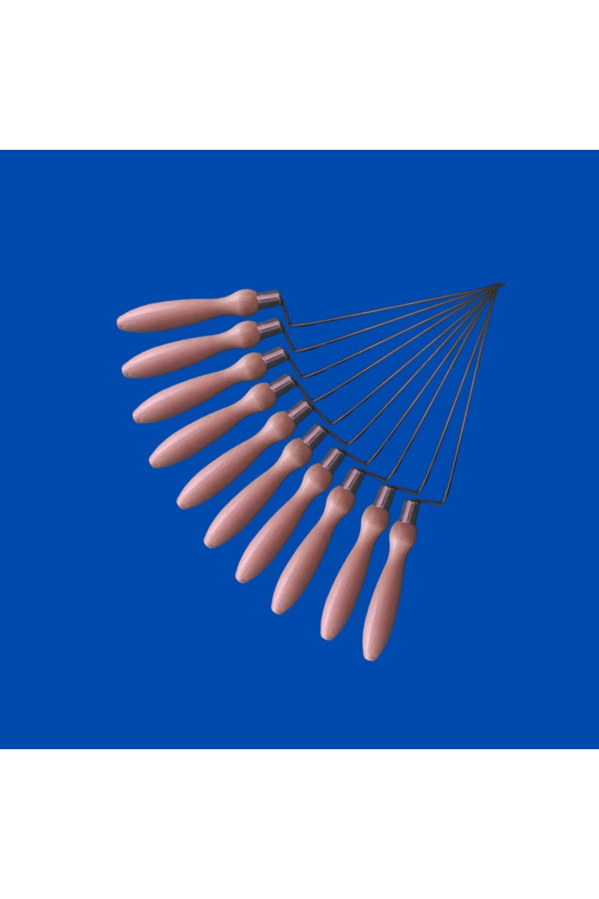 Endüstriyel Cağ Kebap Şişi 10 Adet (Krom - Gürgen Sap)