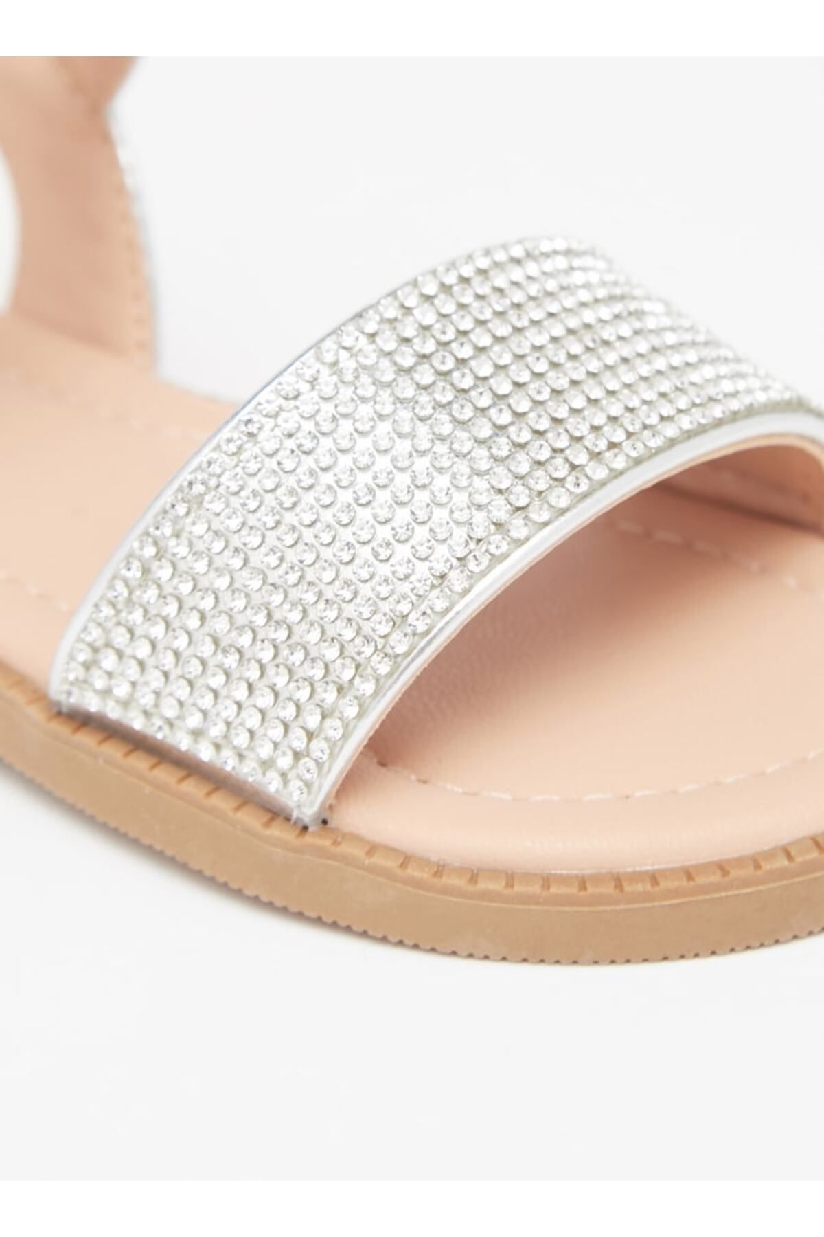 Flora Bella by Shoexpress-Stone Embellished Sandals with Hook and Loop Closure 5