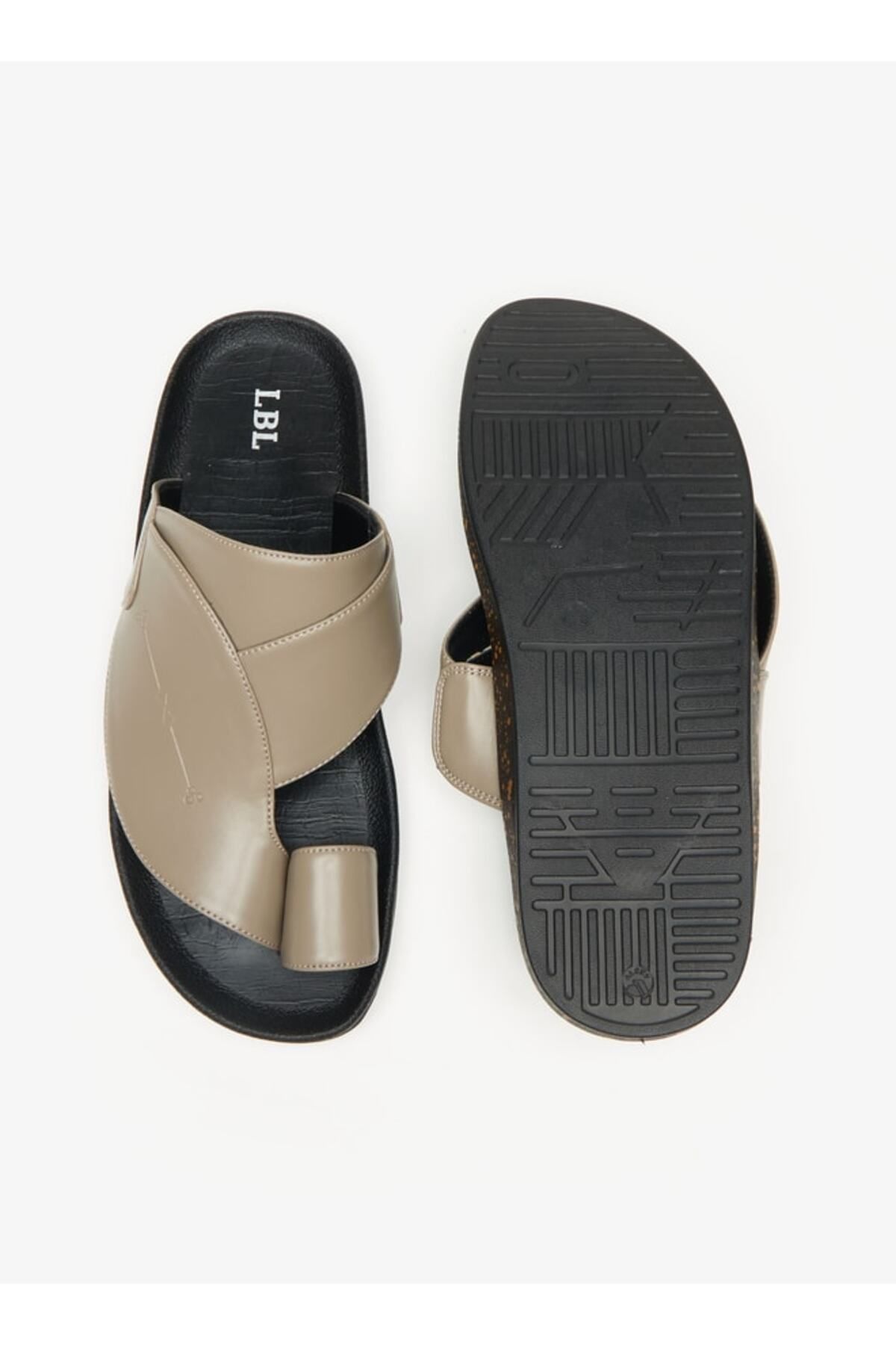 LBL by Shoexpress-Solid Slip-On Arabic Sandals with Toe Loop 4