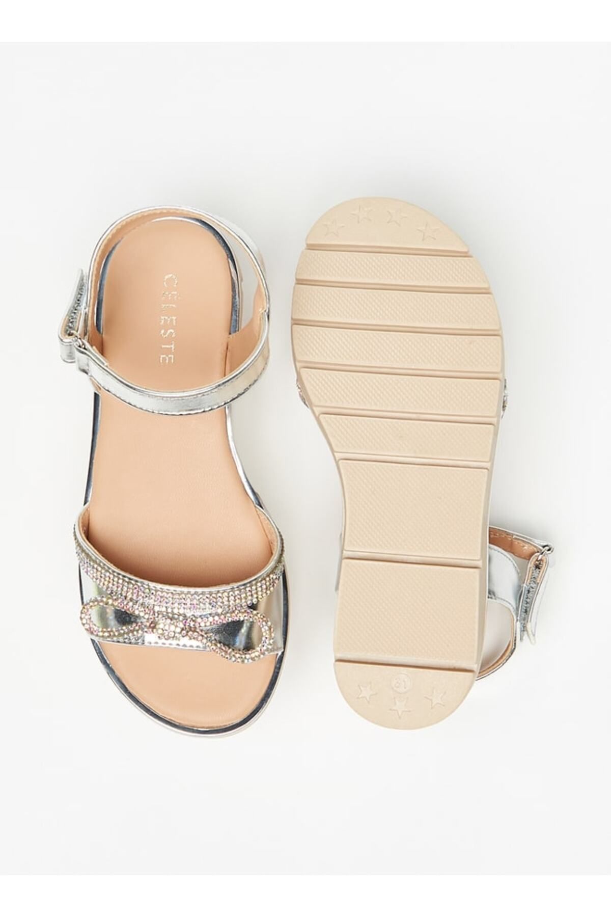 Celeste-Girls' Bow Embellished Sandals with Hook and Loop Closure 4