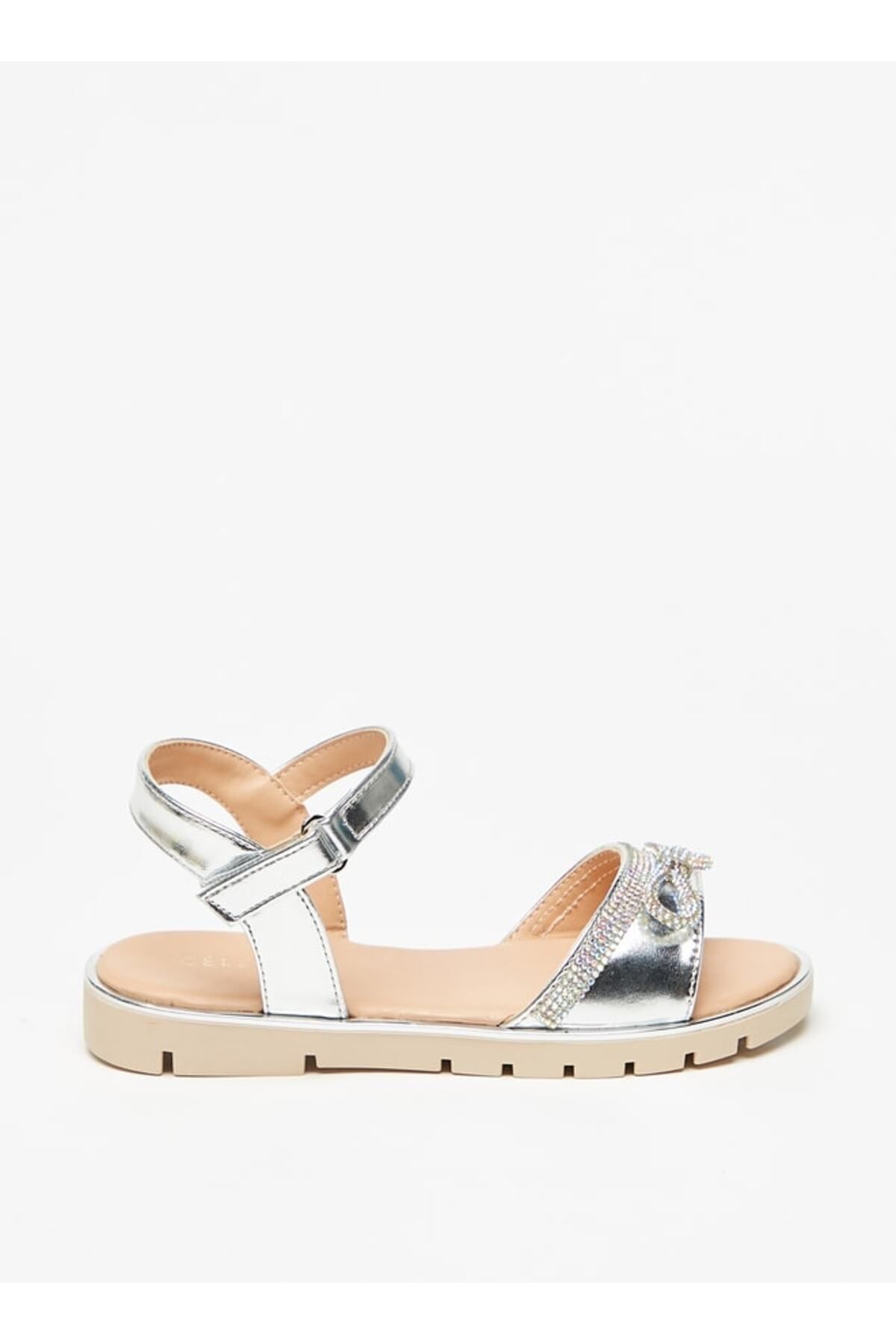 Celeste-Girls' Bow Embellished Sandals with Hook and Loop Closure 3