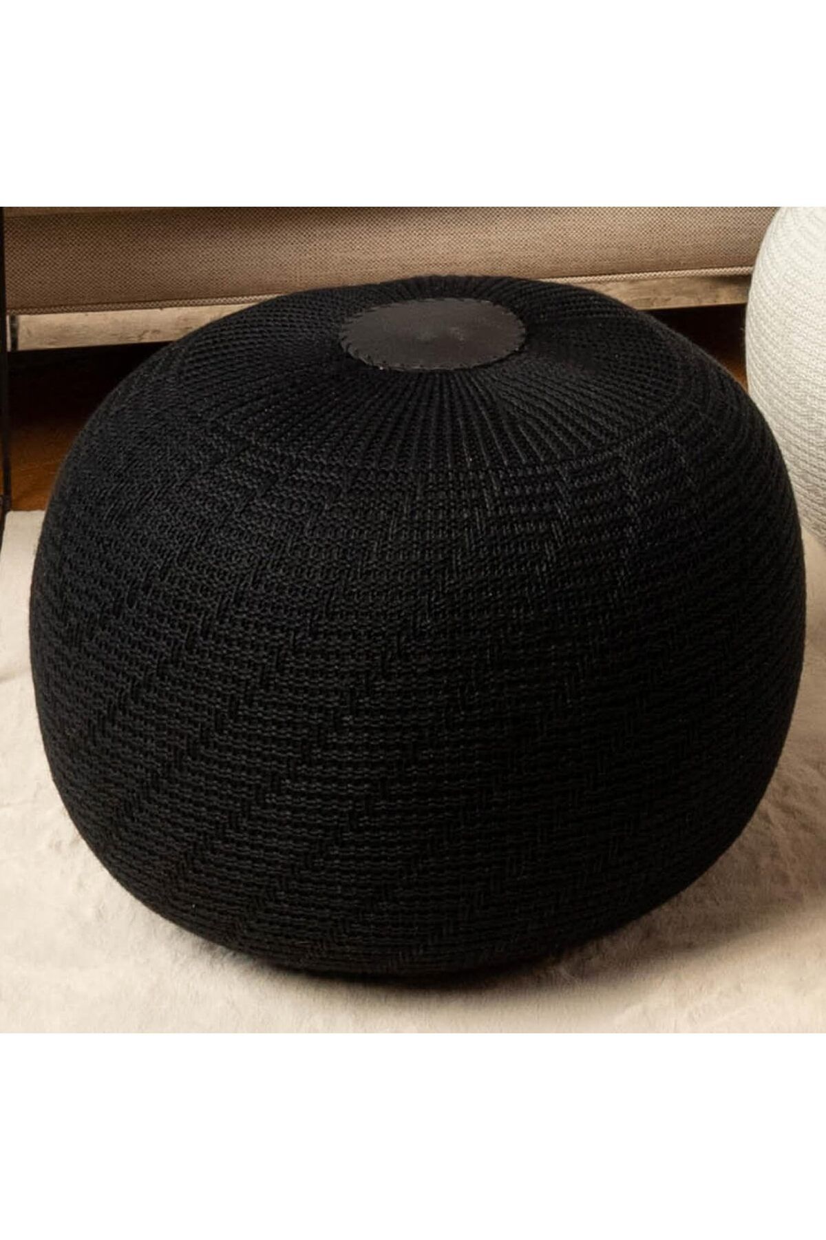 English Home-Pouf Hocker, Runder Pouf, Sitzhocker, Pouffe, Fußhocker, Strickpouf Hocker für Wohnzimmer 1