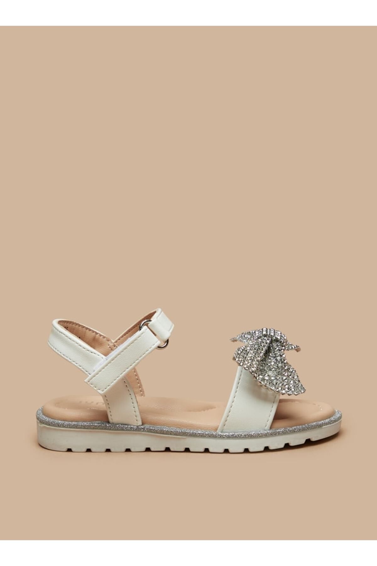 Juniors-Bow Embellished Sandals with Hook and Loop Closure 3