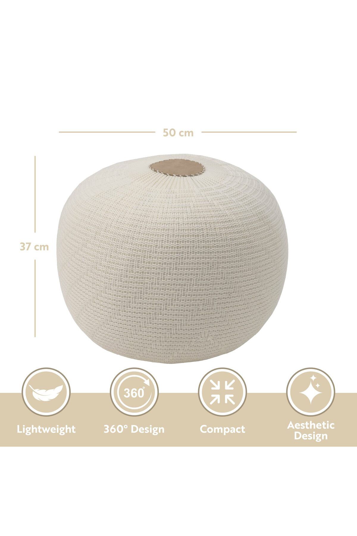 English Home-Pouf Hocker, Runder Pouf, Sitzhocker, Pouffe, Fußhocker, Strickpouf Hocker für Wohnzimmer 2