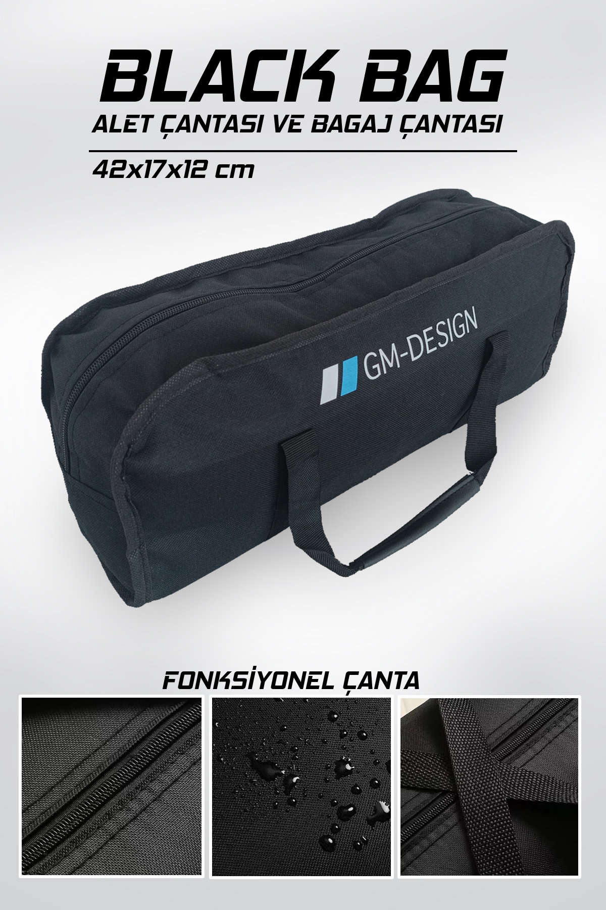 GM-DESIGN Black Bag Bagaj Çantası ve Alet Çantası 42x17x12 Cm