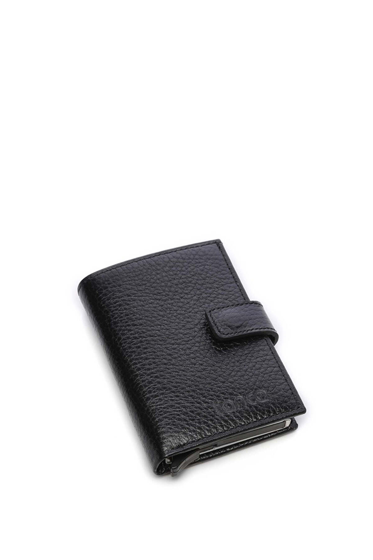 تامر تانجا جا کارتی مردانه چرم اصل مشکی طرح فلوتر