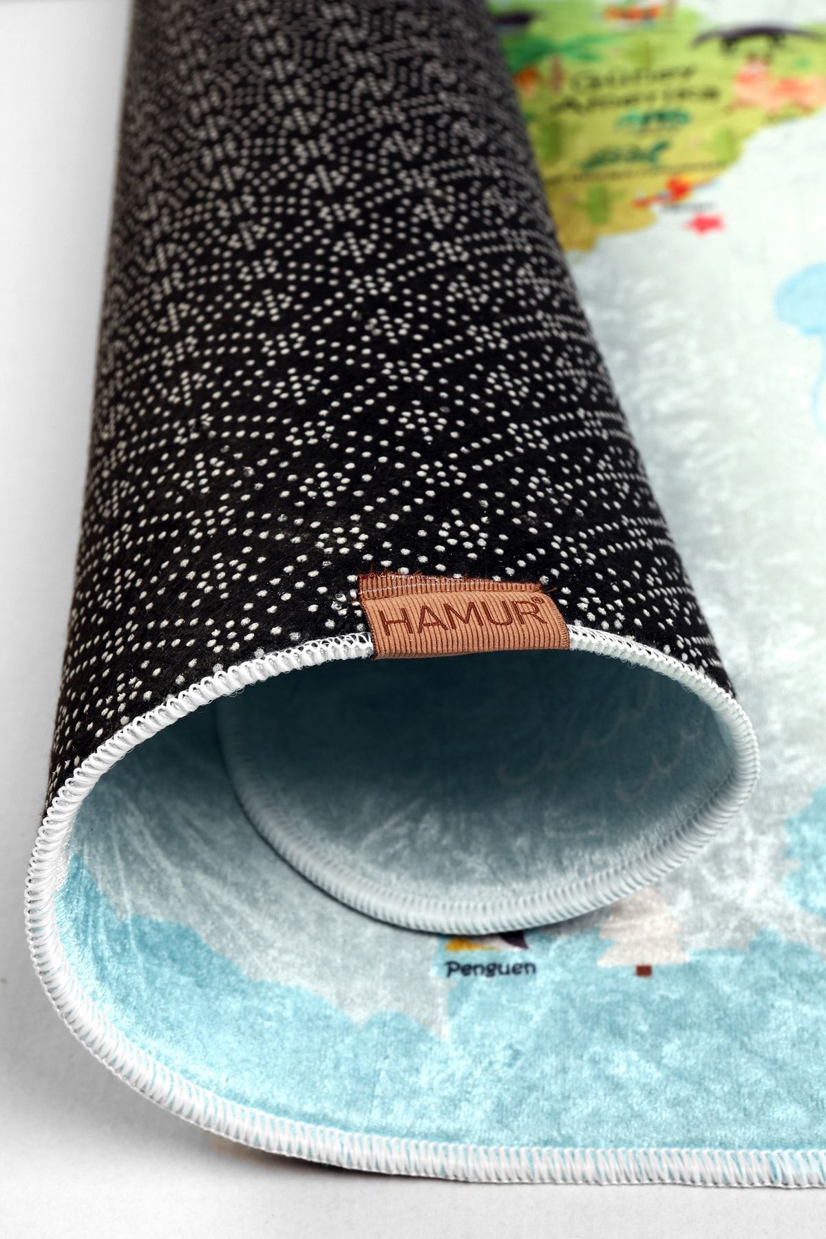 HAMUR Dünya Haritası Oyun Matı Bebek Çocuk Halısı Mavi Yenidoğan Yumuşak Aktivite Etkinlik Örtüsü fotoğrafı 2 (önizleme)