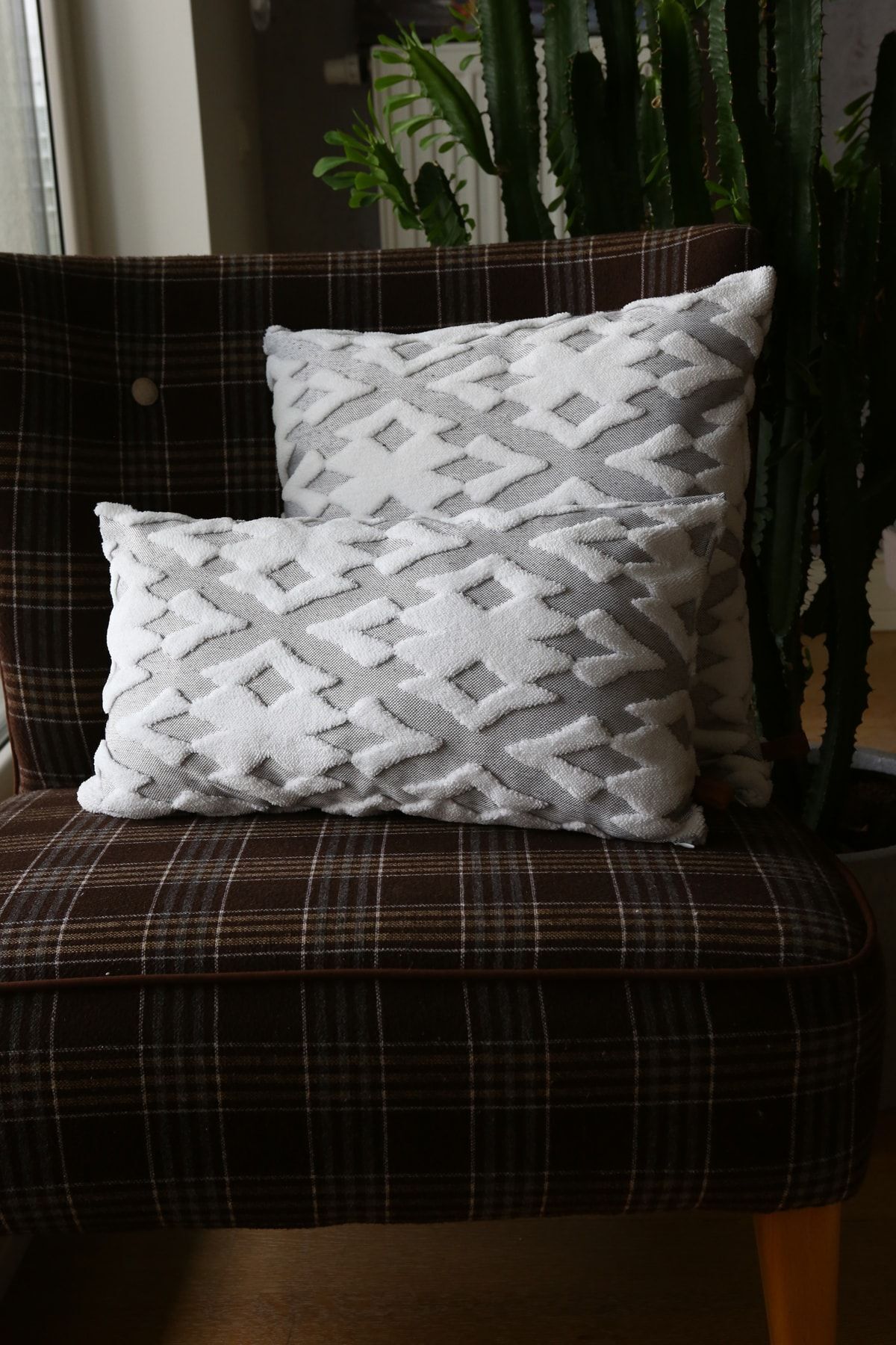 HAMUR-Față de pernă decorativă cu model jacquard cu design special, gri Maldive 3