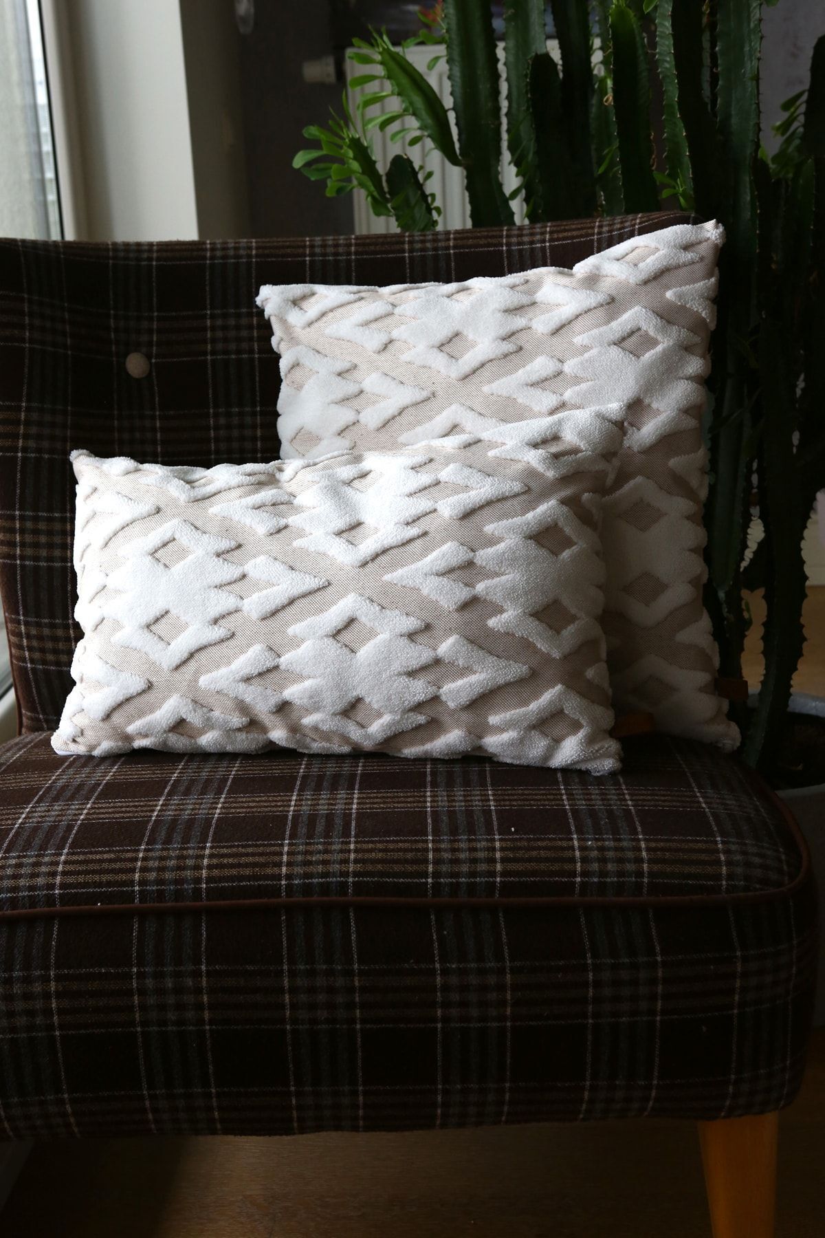 HAMUR-Față de pernă decorativă cu model jacquard cu design special, bej maledish 3