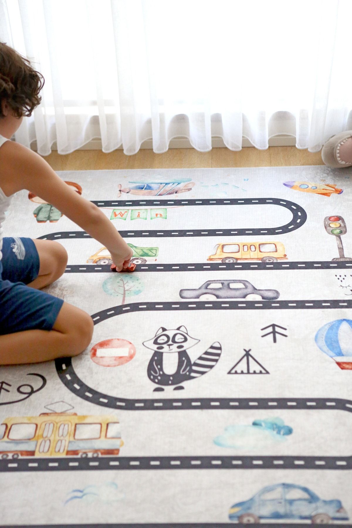 HAMUR Araba Yolu Oyun Matı Bebek Çocuk Halısı Gri Yenidoğan Yumuşak Aktivite Etkinlik Örtüsü fotoğrafı 5 (önizleme)