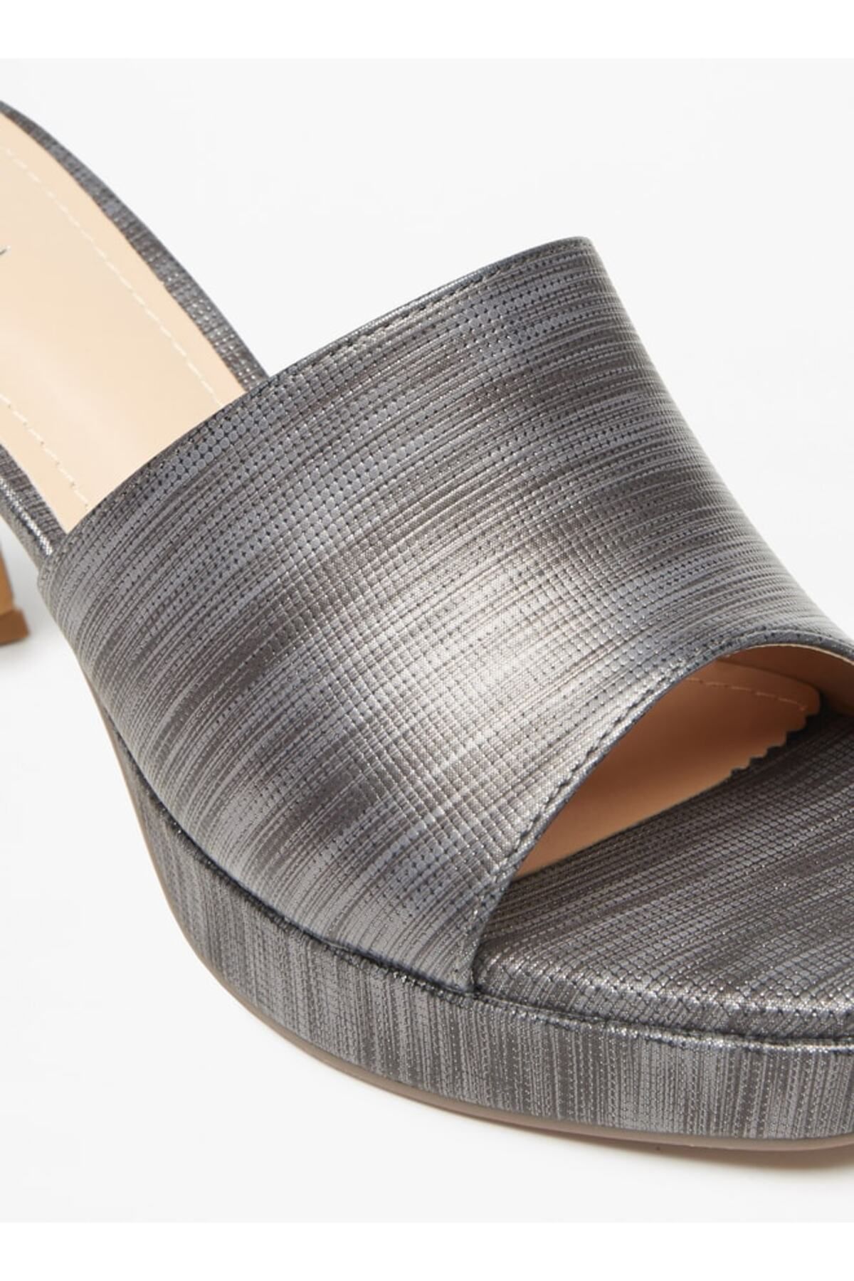 Flora Bella by Shoexpress-Textured Slip-On Sandals with Block Heels 5