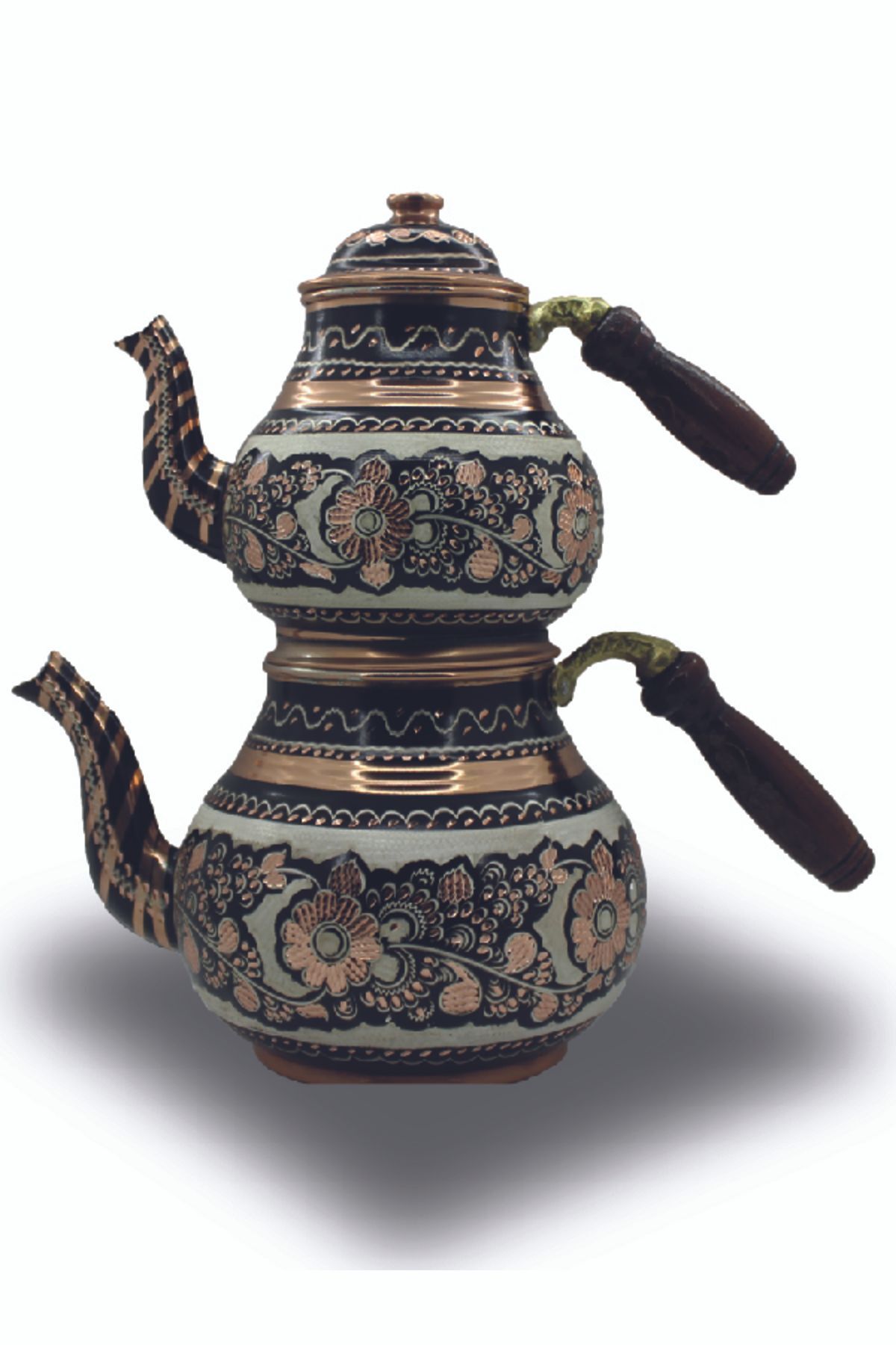 Erzincan Bakırcısı EL İŞLEME ÇİÇEK DESENLİ BAKIR ÇAYDANLIK NO2