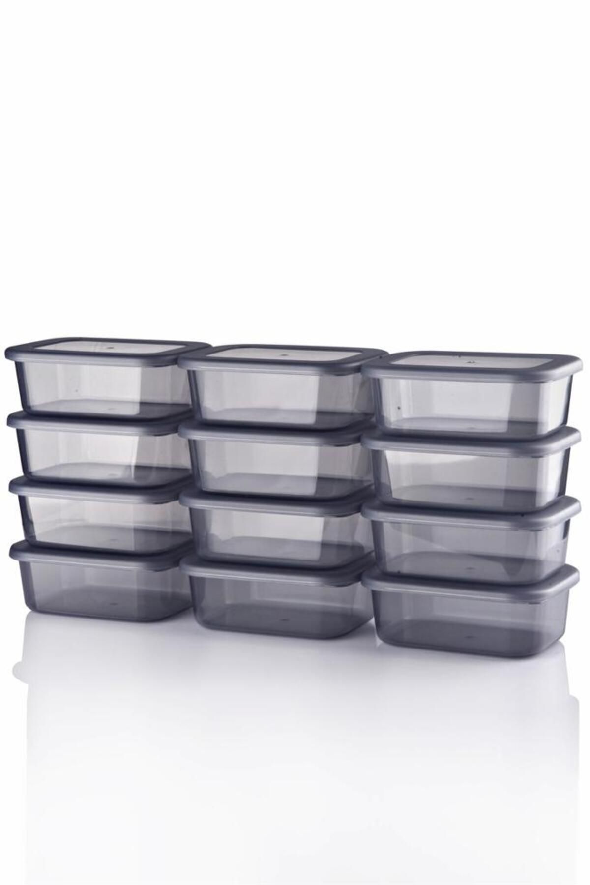 Ecolux-Set of 12 Vista - Multi-Purpose Microwave and Freezer Storage Container, Transparent-Anthracite 3
