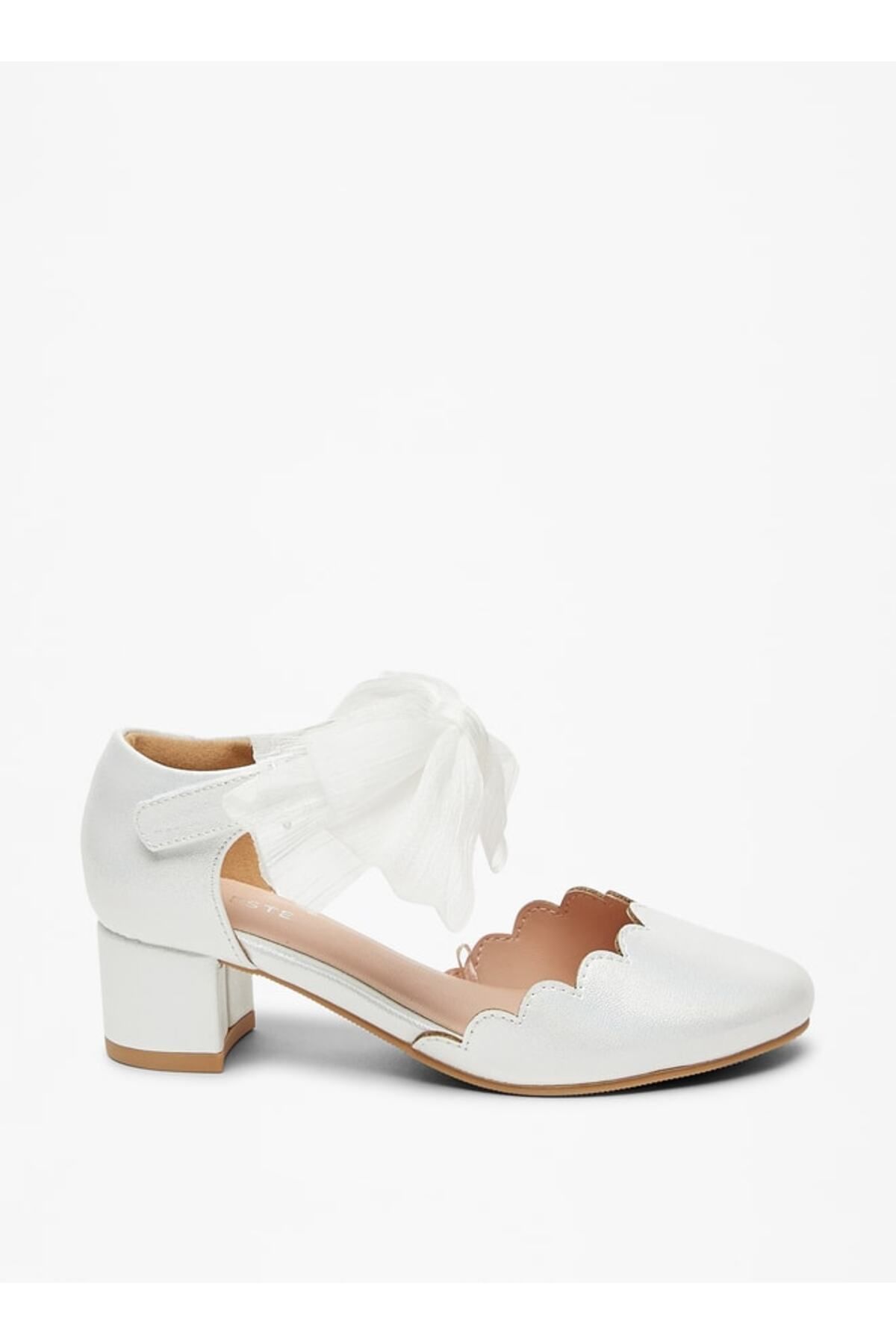 Celeste-Girls' Solid Bow Embellished Block Heel Shoes with Hook and Loop Closure 3