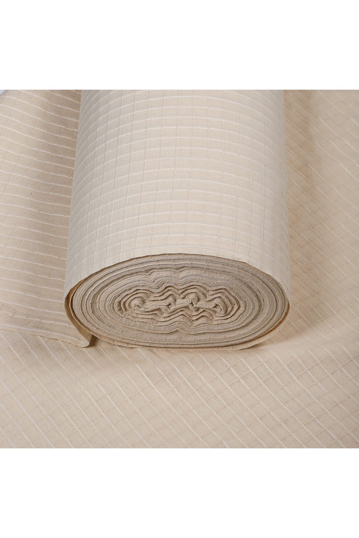 KAMİZ-Monika Raw Square Patterned Curtain-Table Cover-Runner-Punch-Authentic Fabric 1