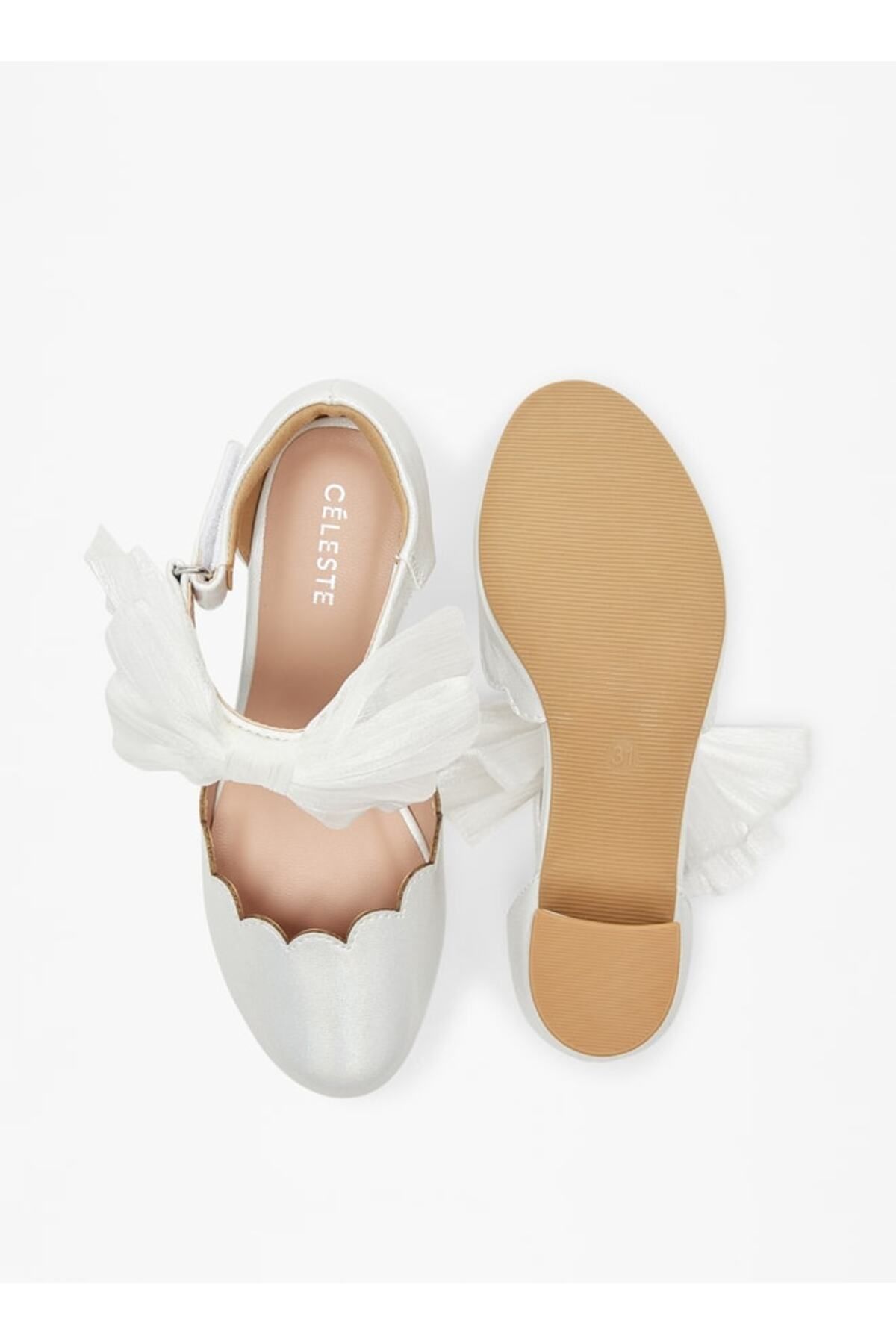 Celeste-Girls' Solid Bow Embellished Block Heel Shoes with Hook and Loop Closure 4