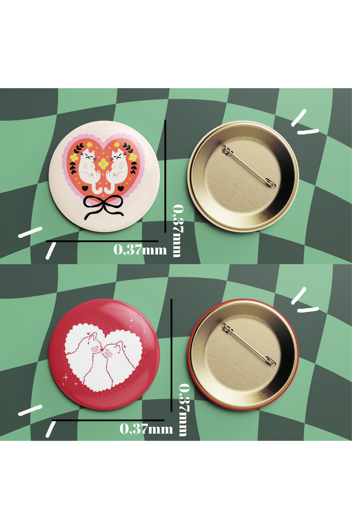 sweet cats badge set of 2