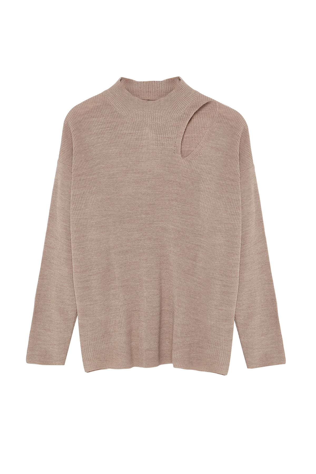 Trendyolmilla  Vizon Geniş Kalıp Pencere/Cut Out Triko Kazak TWOAW24KZ00342 - Görsel 6