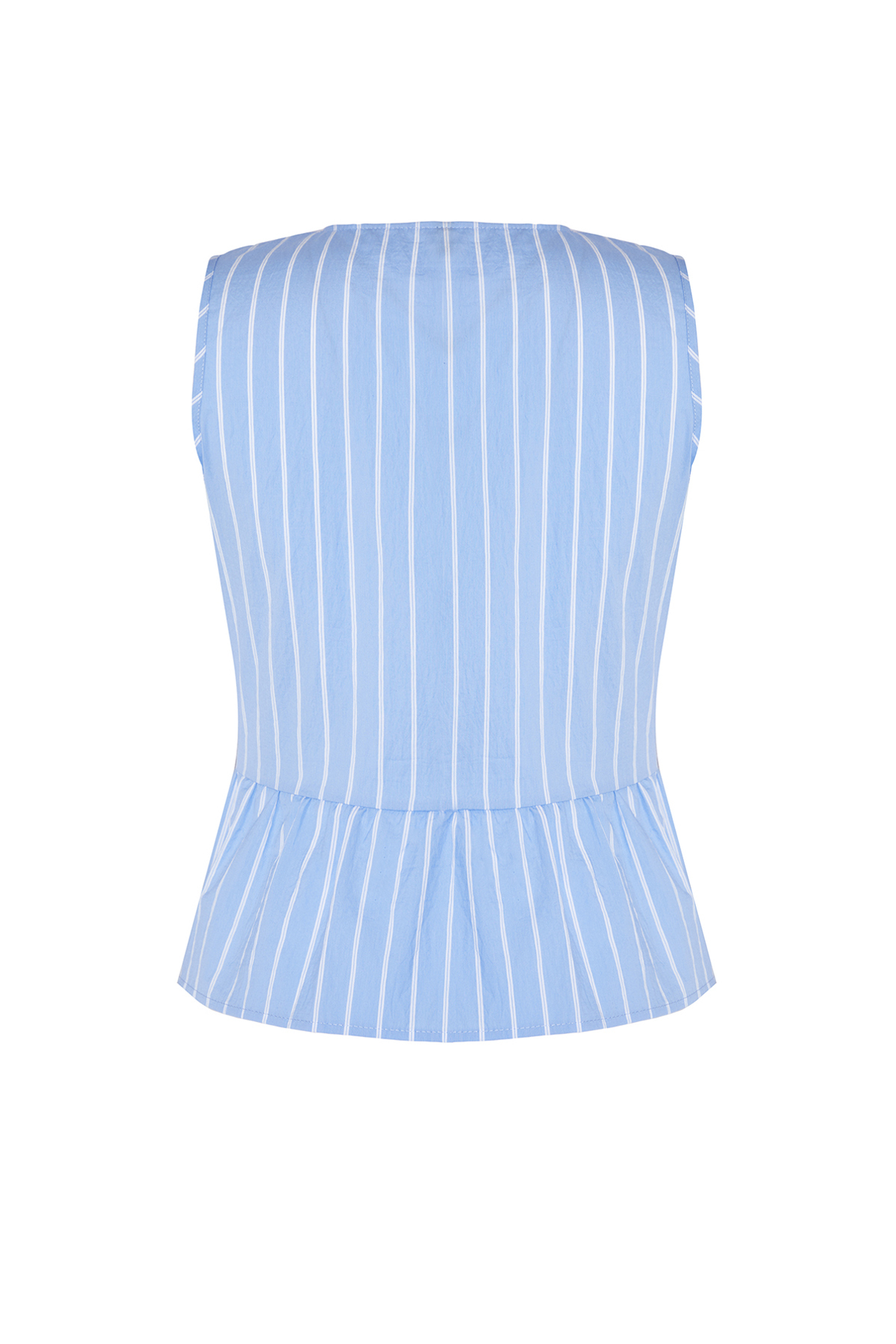 Trendyolmilla  Mavi Çizgili Önden Bağlama Detaylı Kolsuz Dokuma Bluz TWOSS24BZ00651 - Görsel 7