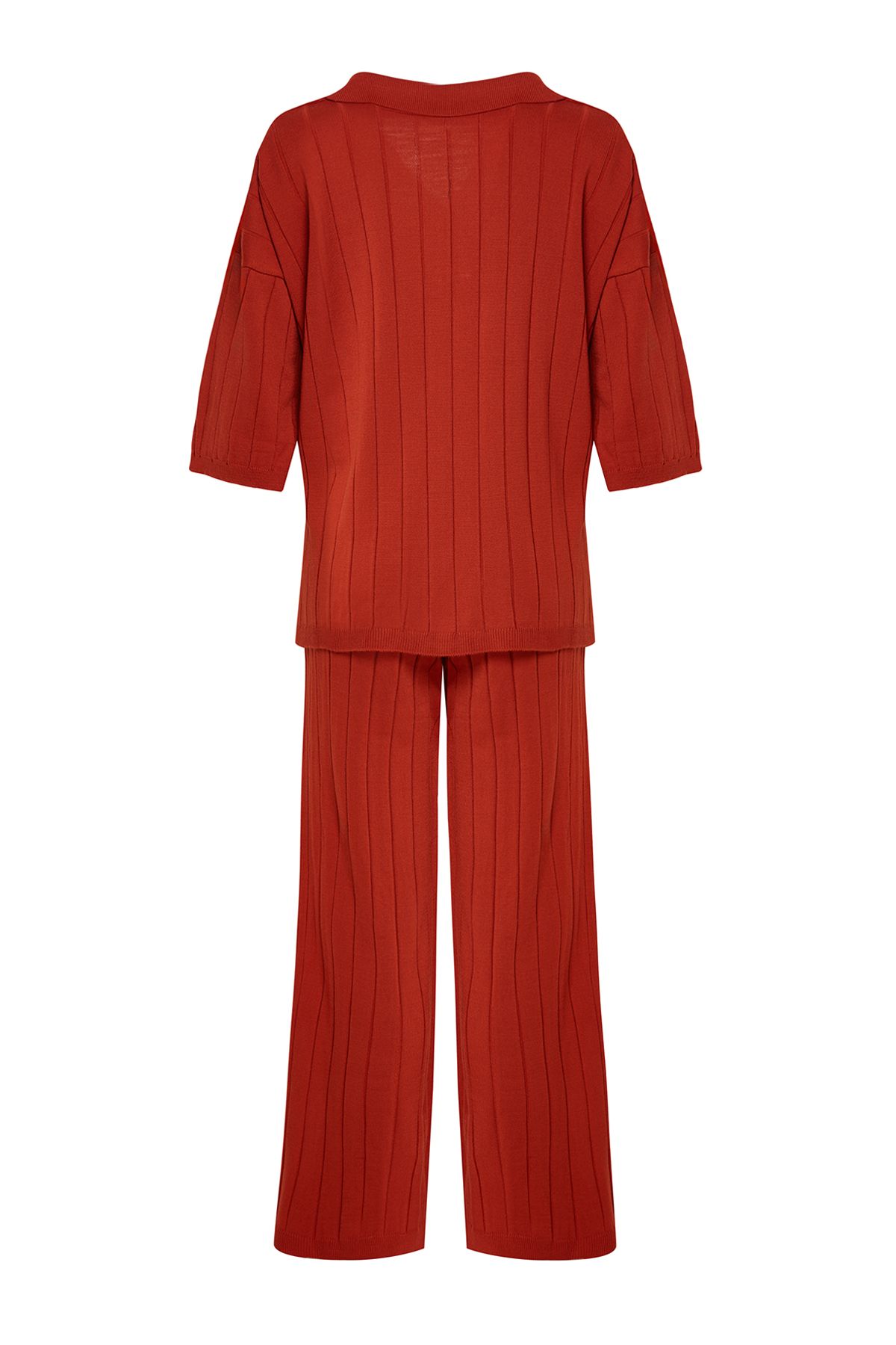 Trendyol Collection-Zestaw wierzchni i dolny z dzianiny sznurkowej w kolorze cegły - TWOSS23AU00029 7