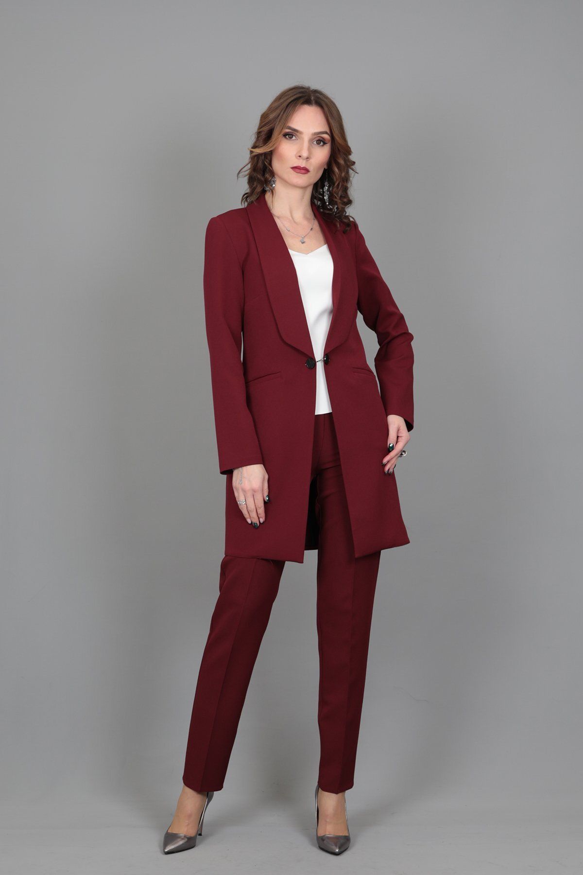 ÖNDER ÖZSOY Комплект брюк Helen Jacket & Tube Leg, бордовый 1004510