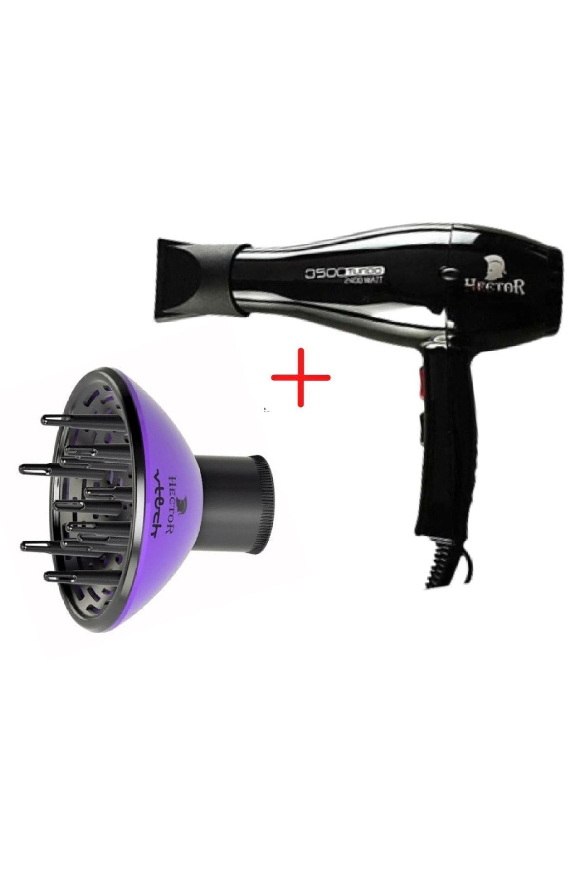Hector Profesyonel Fön Makinesi 3500 Turbo-siyah + Mor