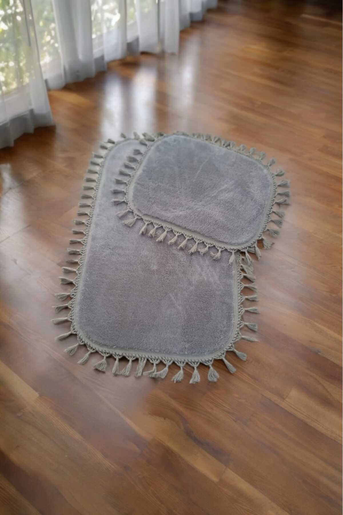 ALTUN CARPET-2 Color + 6 Colors Available Bath Mat Post Plush Pompom Fringed Non-Slip Carpet 50X80+40X50 2