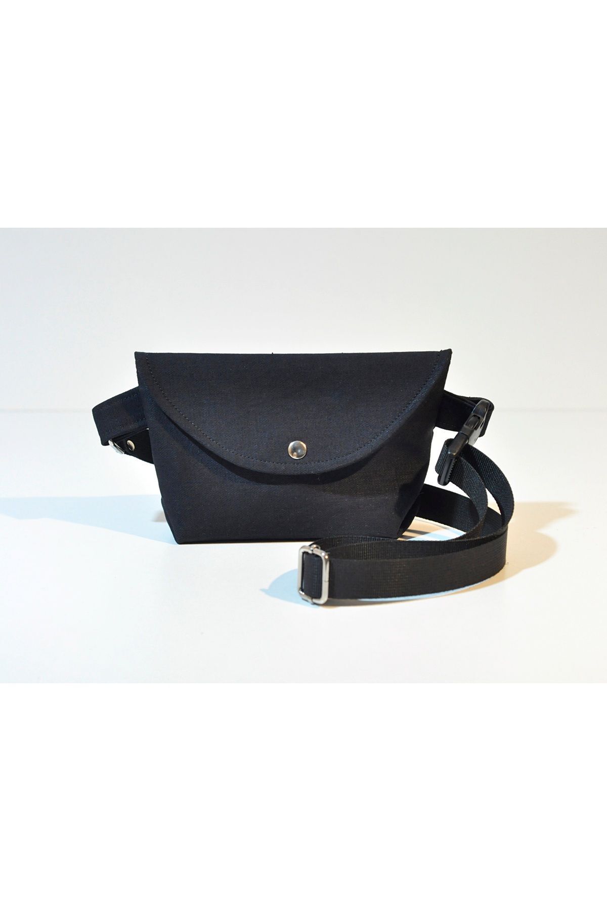 minart design Siyah Denim Siyah Astar Mini Bag Bel Çantası