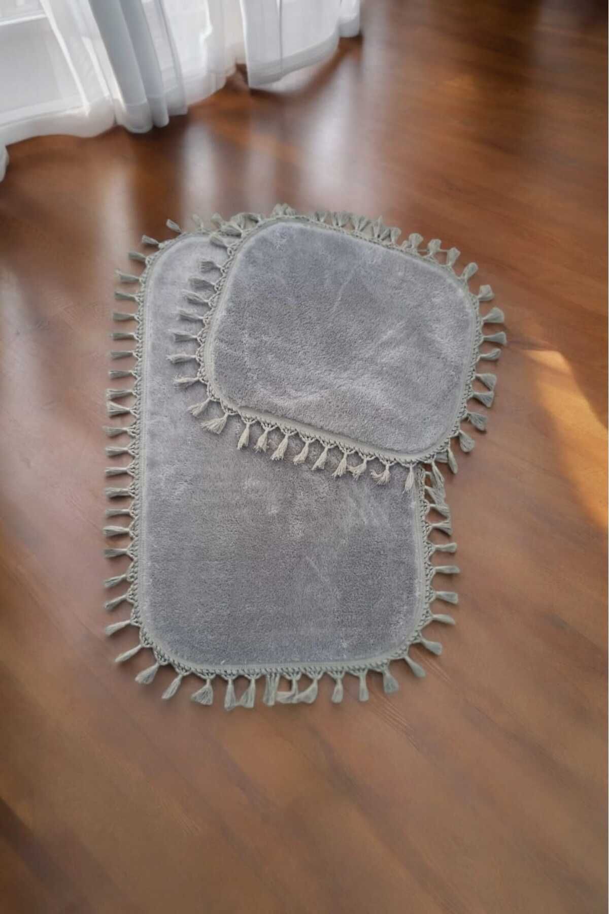 ALTUN CARPET-2 Color + 6 Colors Available Bath Mat Post Plush Pompom Fringed Non-Slip Carpet 50X80+40X50 3