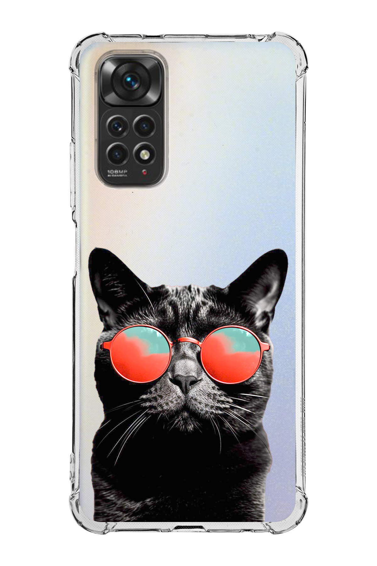Xiaomi Redmi Note 11S Uyumlu Kedi 3 Baskılı Şeffaf Köşe Korumalı Antişok Kılıf