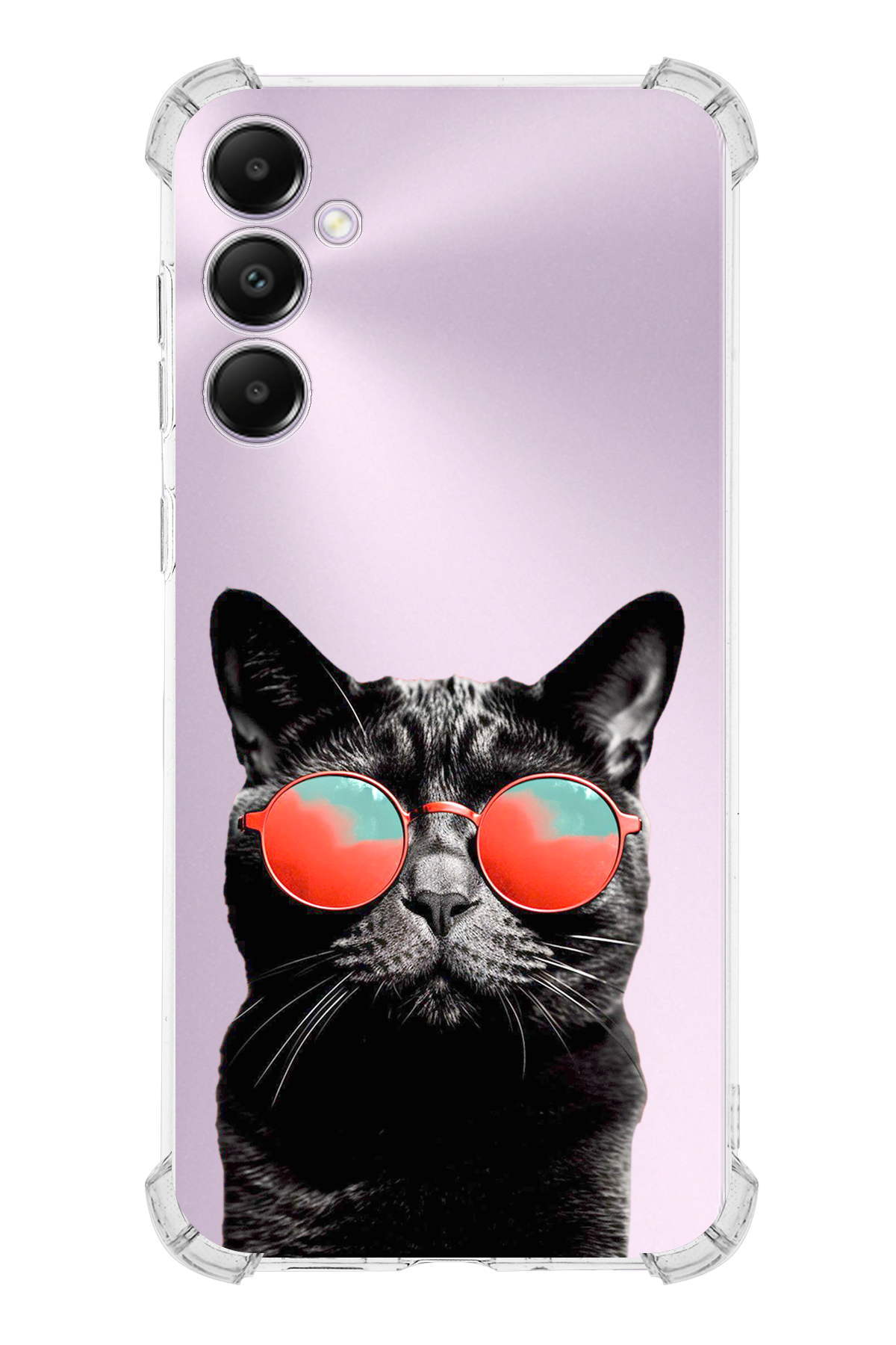 Samsung Galaxy A05S Uyumlu Kedi 3 Baskılı Şeffaf Köşe Korumalı Antişok Kılıf