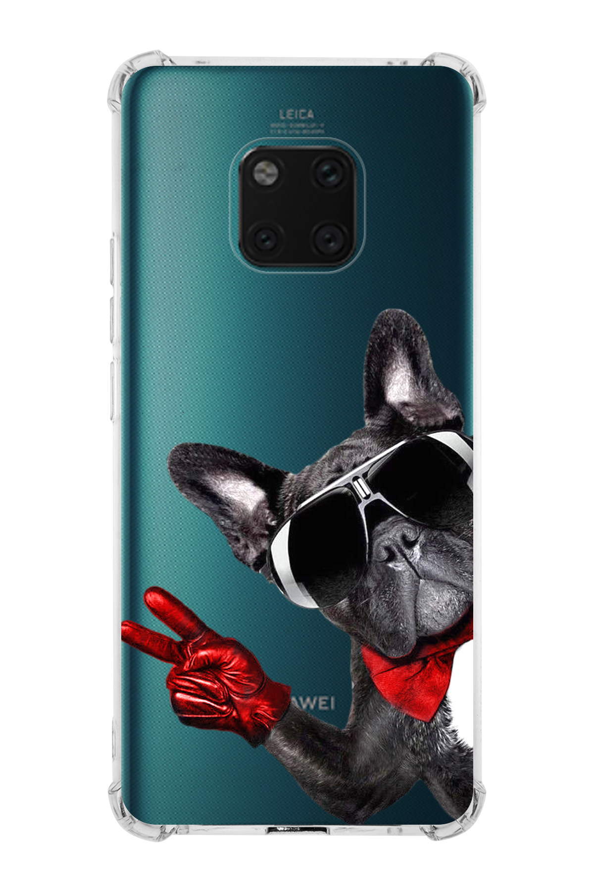 Huawei Mate 20 Pro Uyumlu Köpek 2 Baskılı Şeffaf Köşe Korumalı Antişok Kılıf
