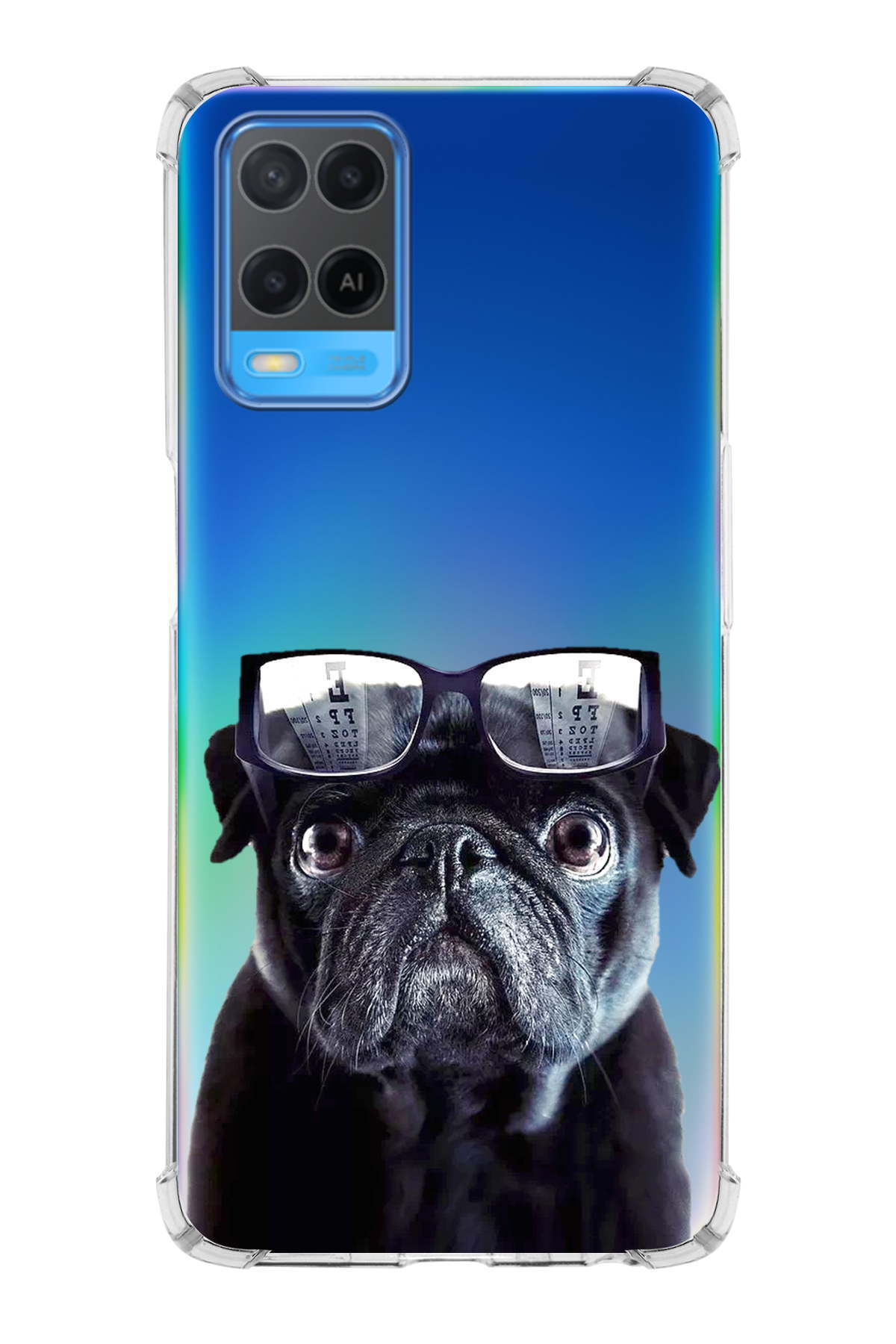 Oppo A54 4G Uyumlu Köpek 3 Baskılı Şeffaf Köşe Korumalı Antişok Kılıf