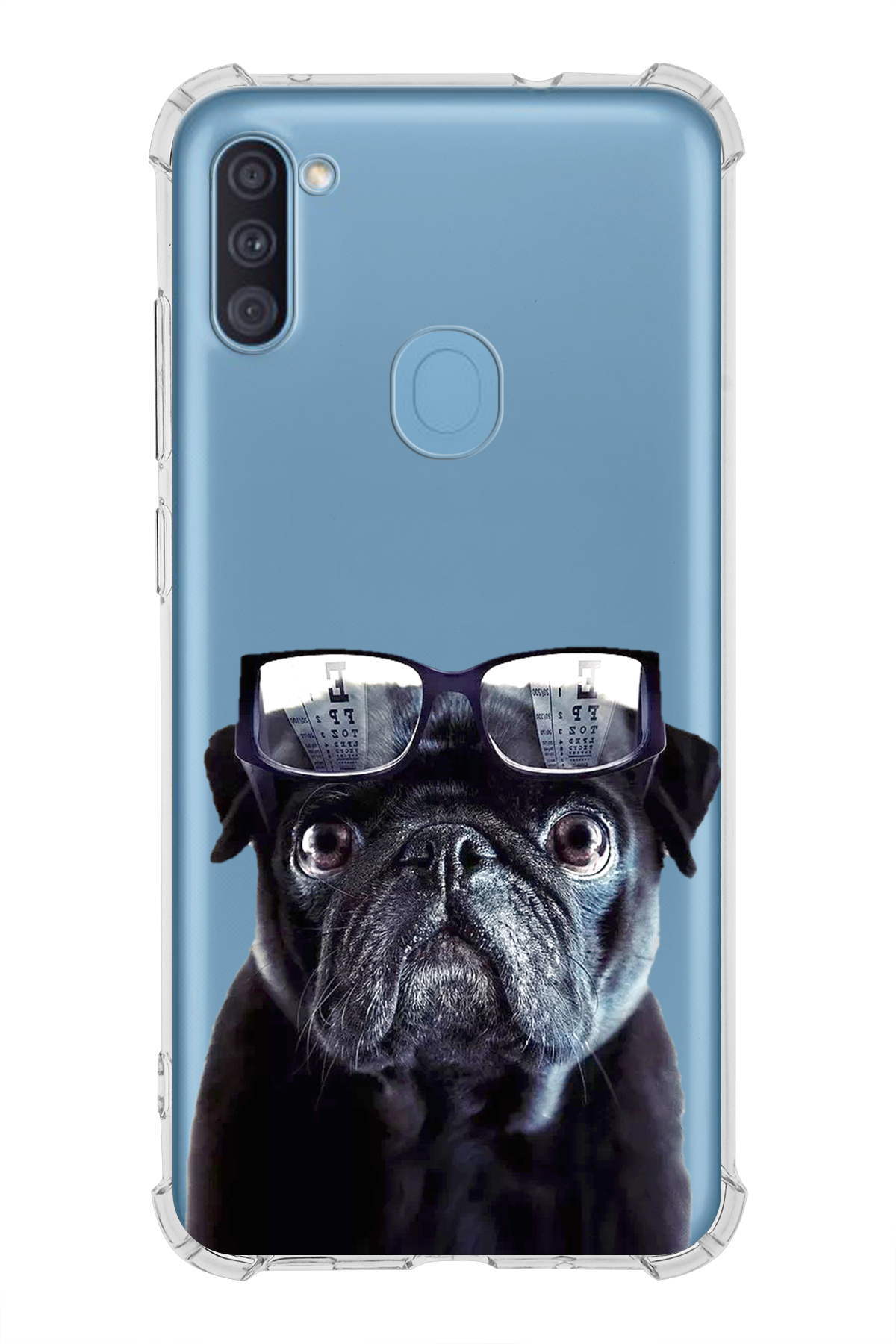 Samsung Galaxy M11 Uyumlu Köpek 3 Baskılı Şeffaf Köşe Korumalı Antişok Kılıf