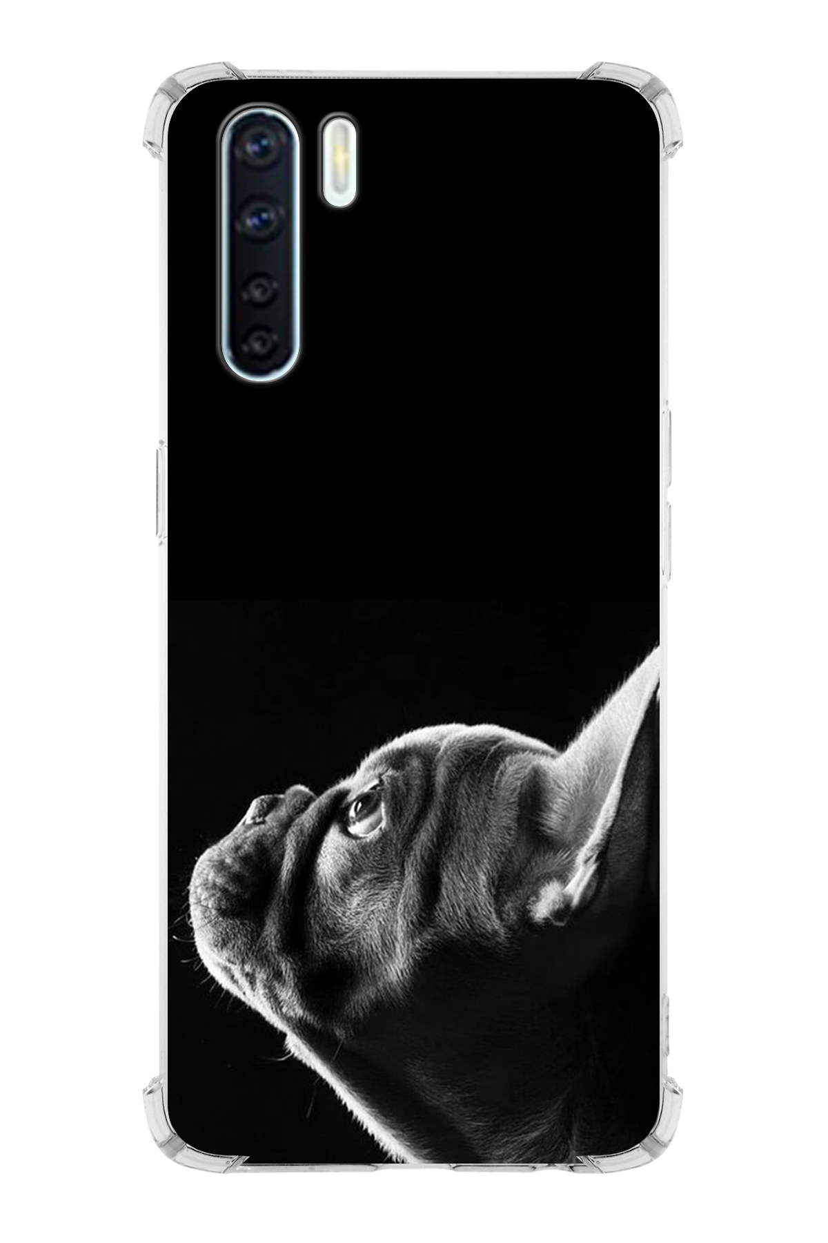 Oppo A91 Uyumlu Köpek 1 Baskılı Şeffaf Köşe Korumalı Antişok Kılıf
