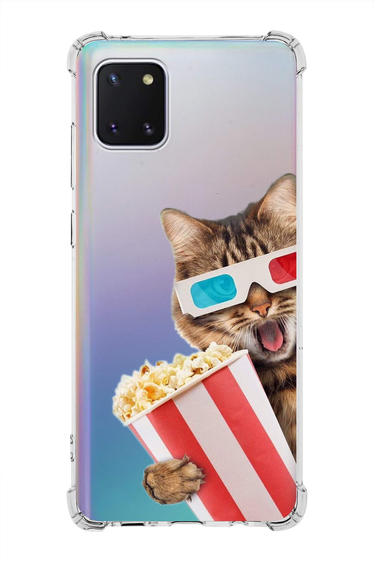 Samsung Galaxy Note 10 Lite Kedi 1 Baskılı Şeffaf Köşe Korumalı Antişok Kılıf