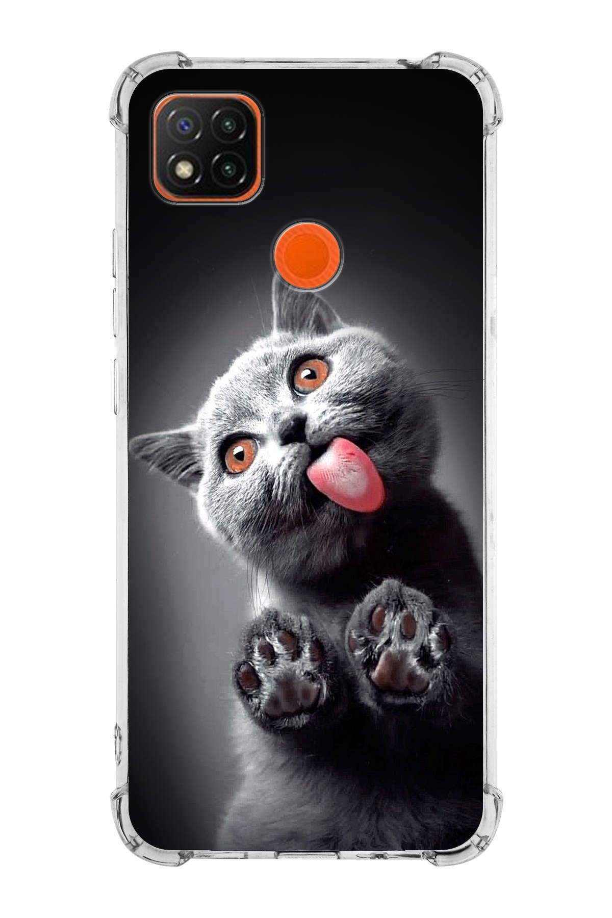 Xiaomi Redmi 10A Uyumlu Kedi 2 Baskılı Şeffaf Köşe Korumalı Antişok Kılıf