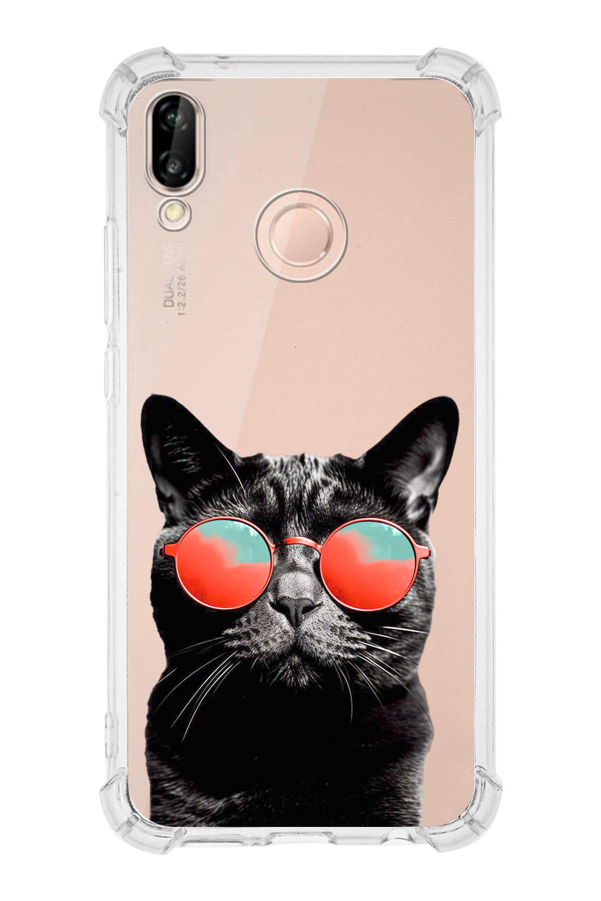 Huawei Mate 20 Lite Uyumlu Kedi 3 Baskılı Şeffaf Köşe Korumalı Antişok Kılıf