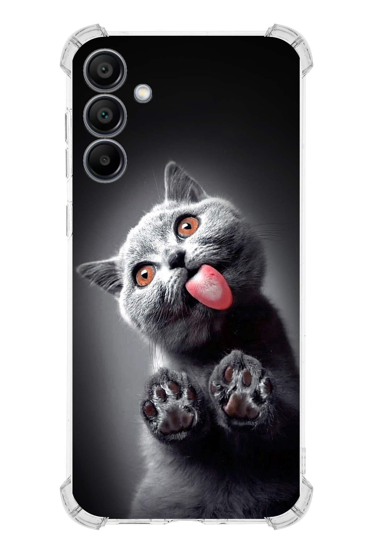 Samsung Galaxy A15 Uyumlu Kedi 2 Baskılı Şeffaf Köşe Korumalı Antişok Kılıf